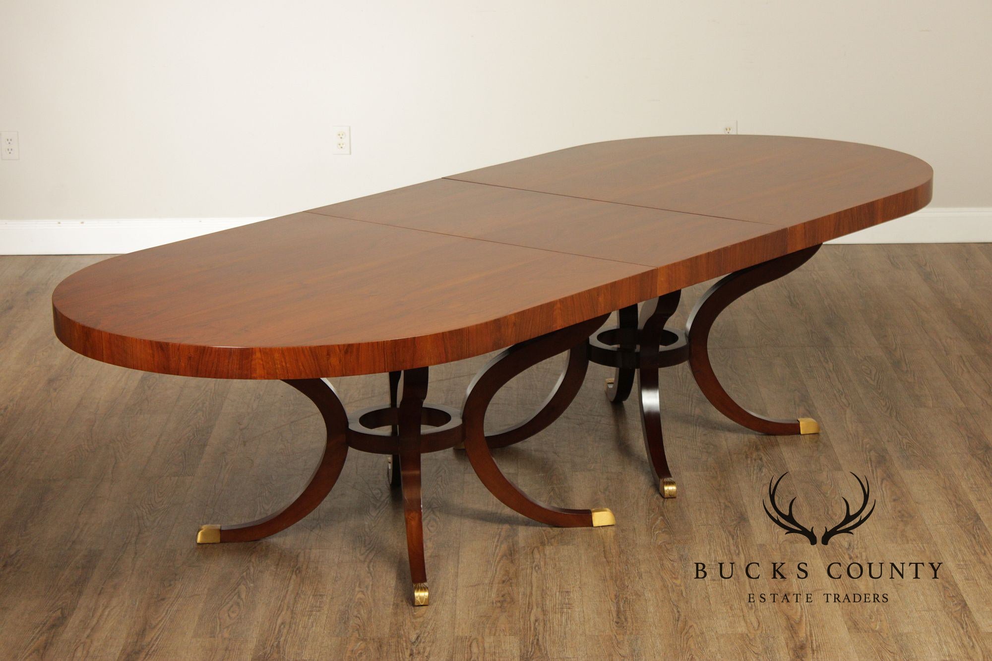 Acanto Luxury Furniture French Art Deco Style Oval Walnut Extendable Dining Table