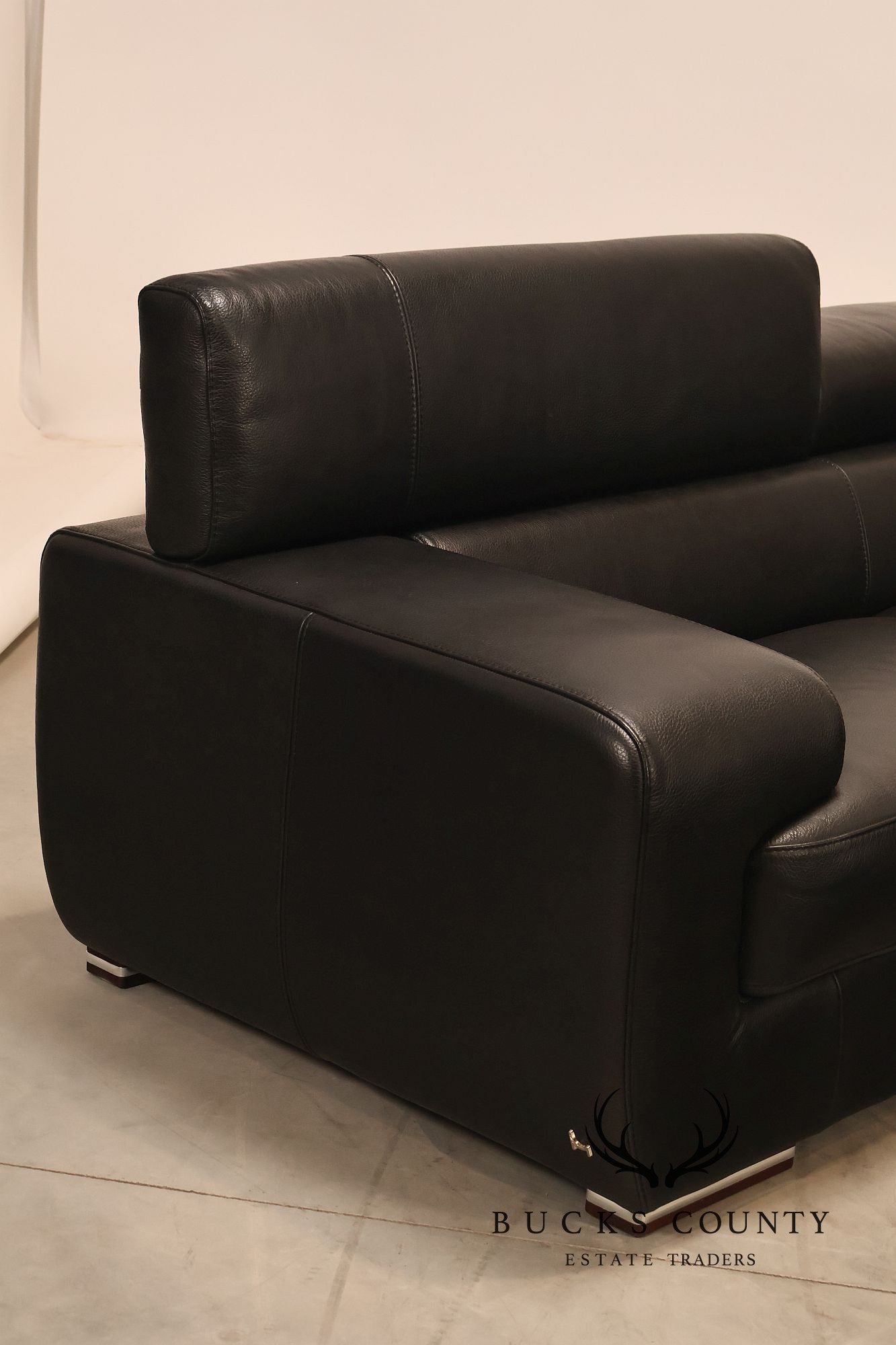 Italian Homes Contemporary Black Leather Sectional Sofa