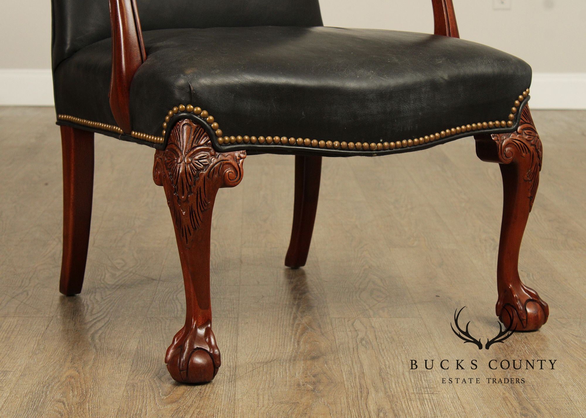 Hickory Chair Georgian Style Leather Library Armchair