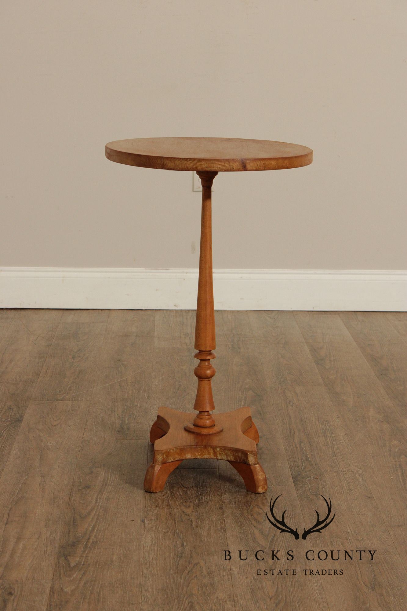 Antique English Pine Oval Top Candlestand