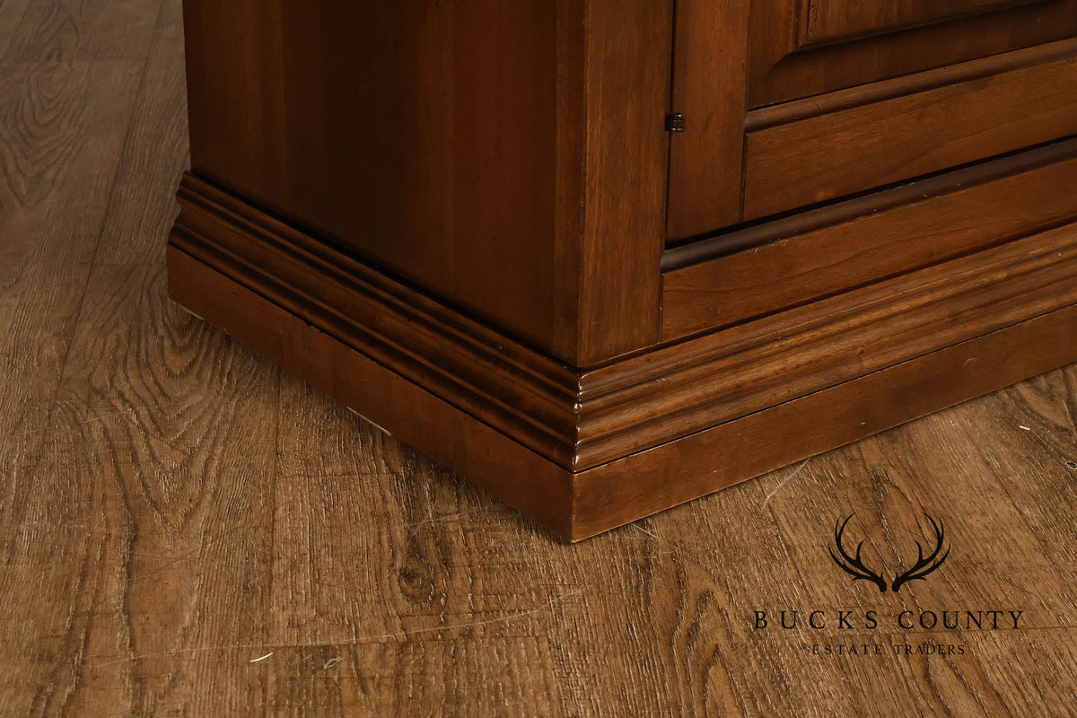 Arhaus Tuscan Italian Walnut Buffet With Sliding Glass Door Hutch