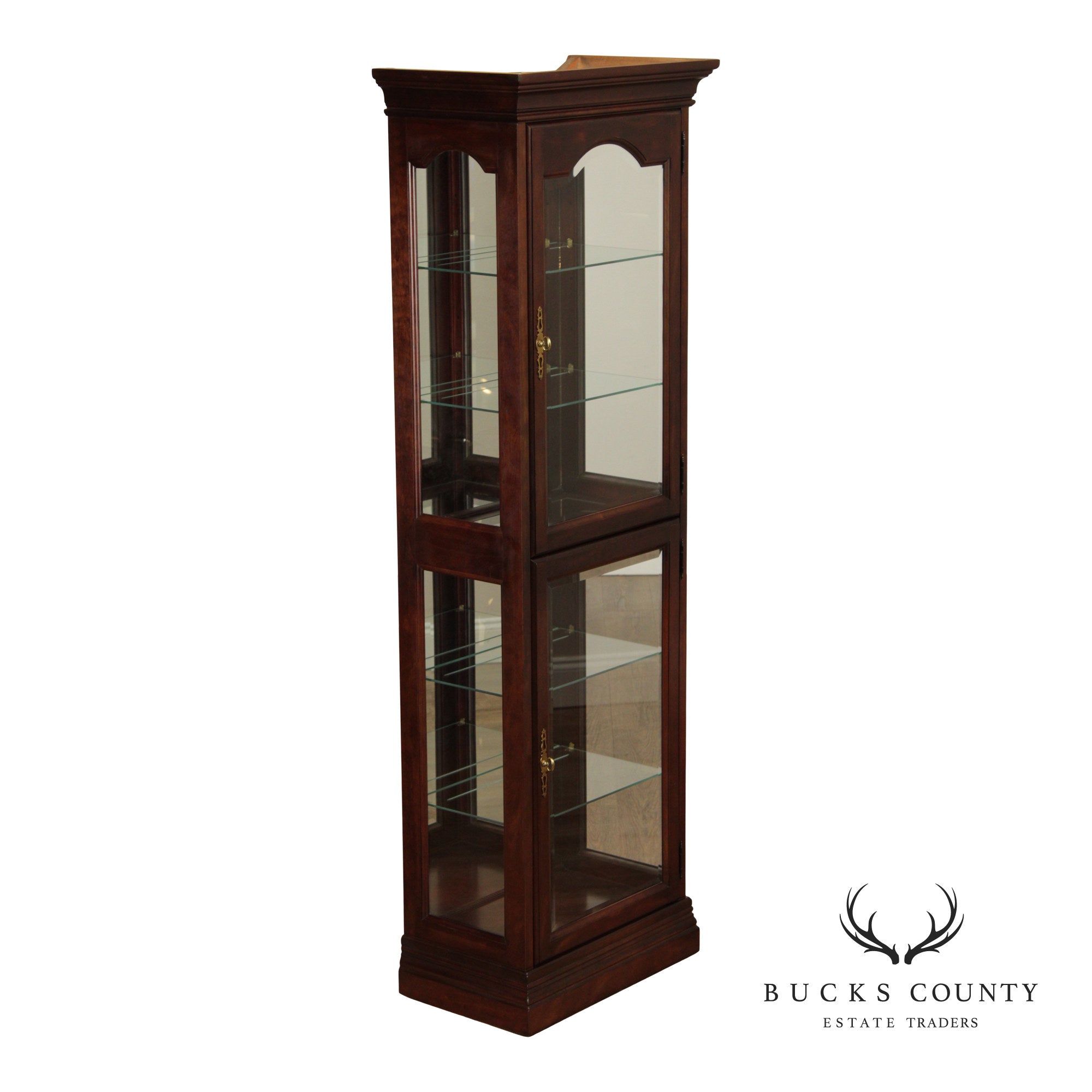 Jasper Traditional Cherry and Beveled Glass Display Cabinet