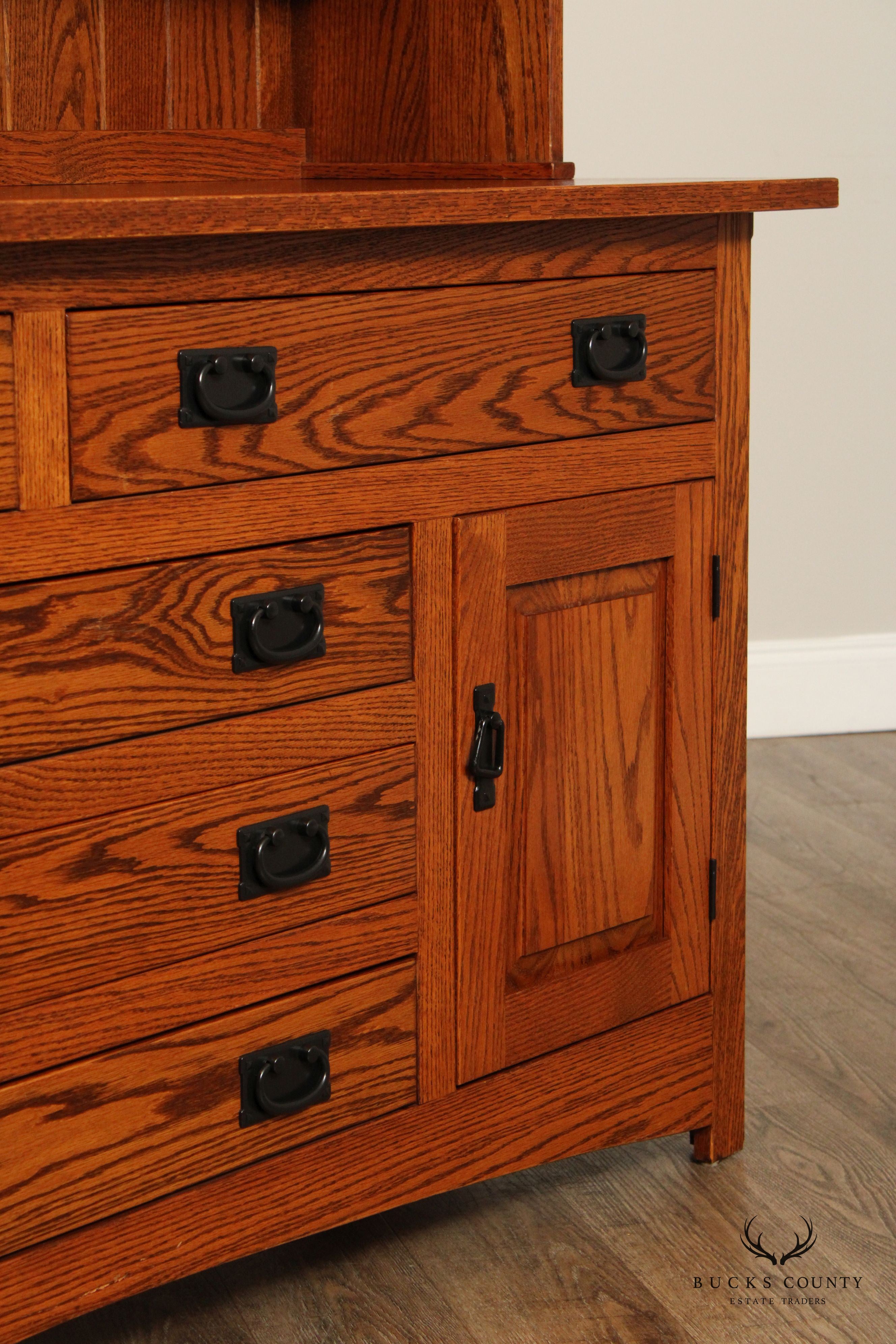 Mission Style Custom Crafted Oak Buffet Hutch