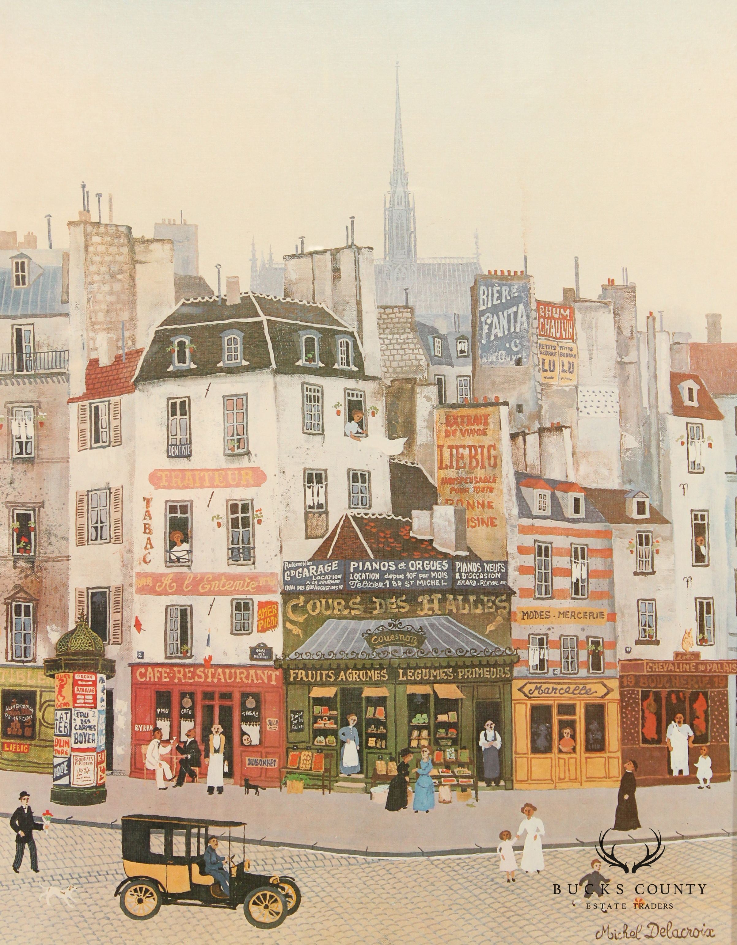 Michel Delacroix 'Les Halles' Framed Colored Lithograph