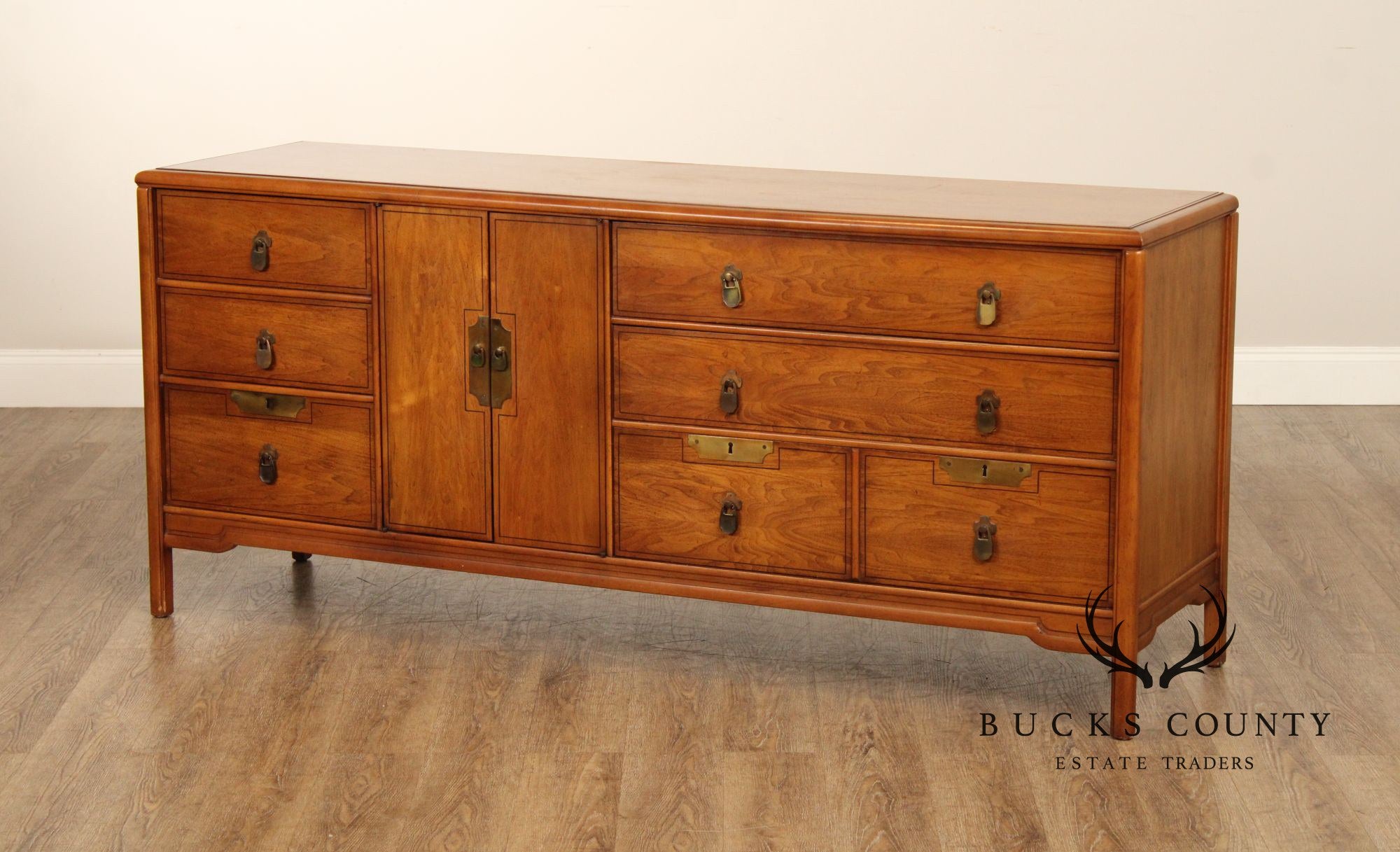 Imperial Furniture Asian Inspired Mid Century Walnut Triple Chest