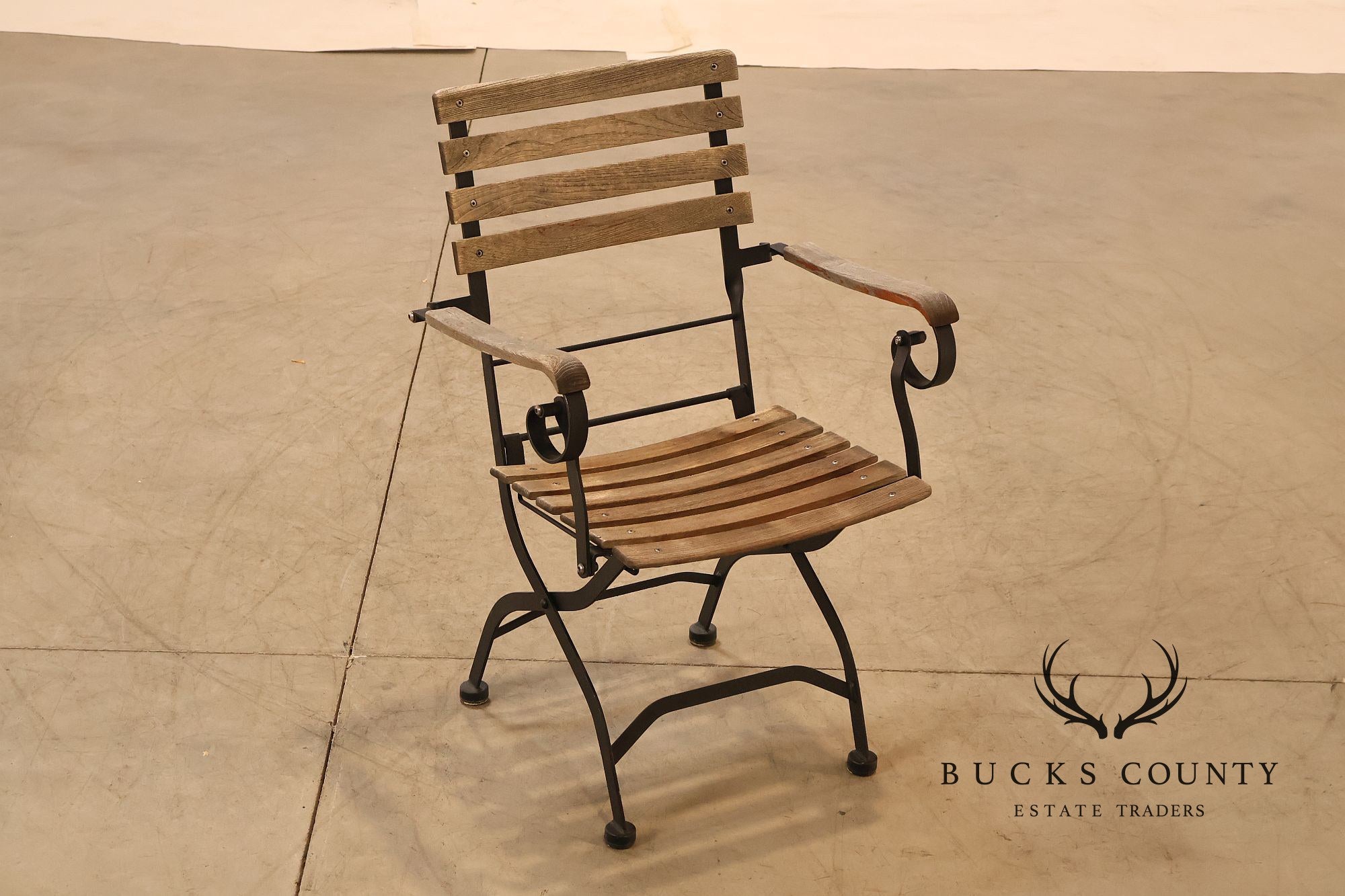 Ballard Designs Giardino 7 Piece Outdoor Dining Set with Teak Table and Iron Chairs