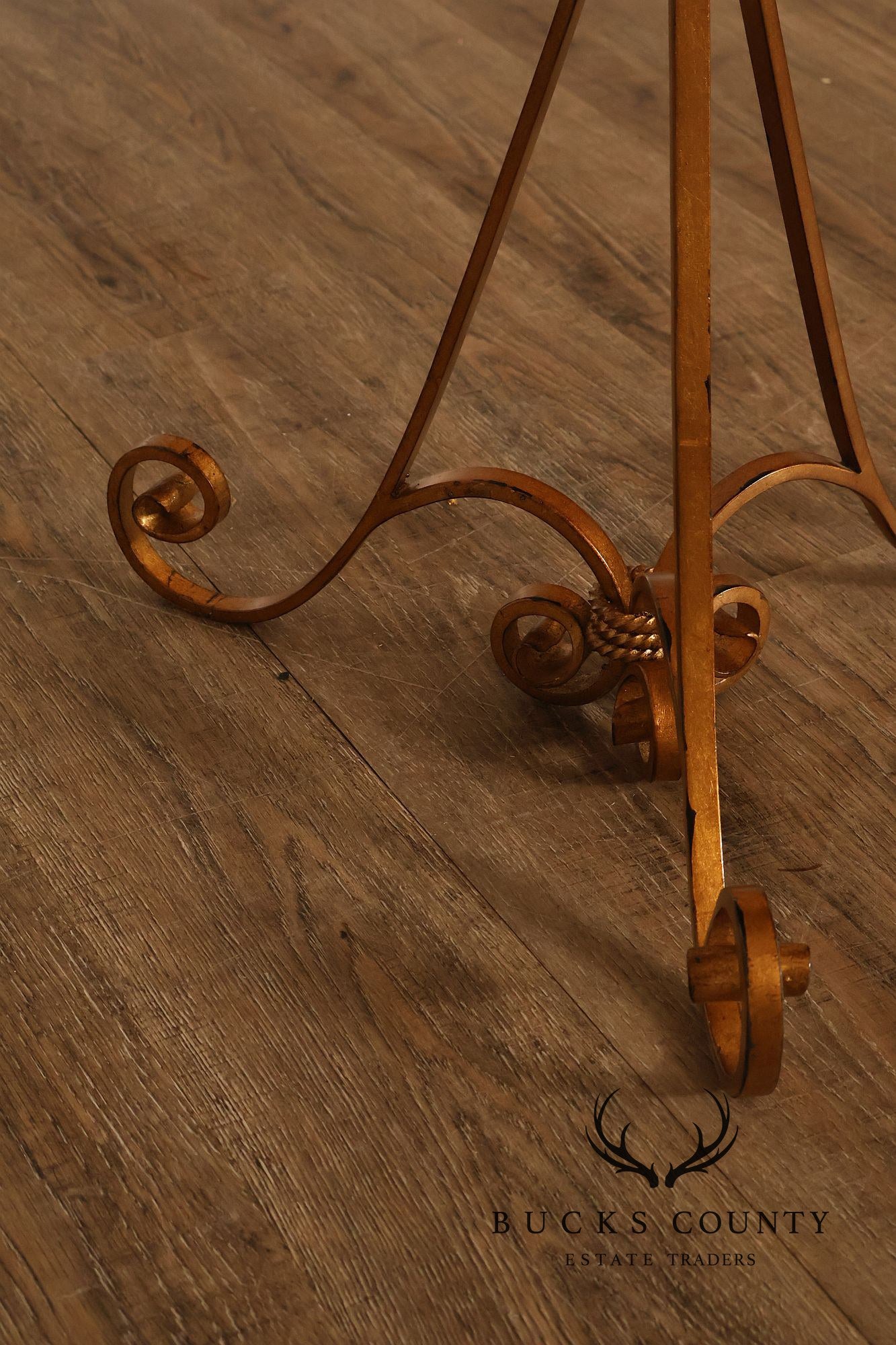 Theodore Alexander Decorative Swirl Accent Table with Metal Scroll Base