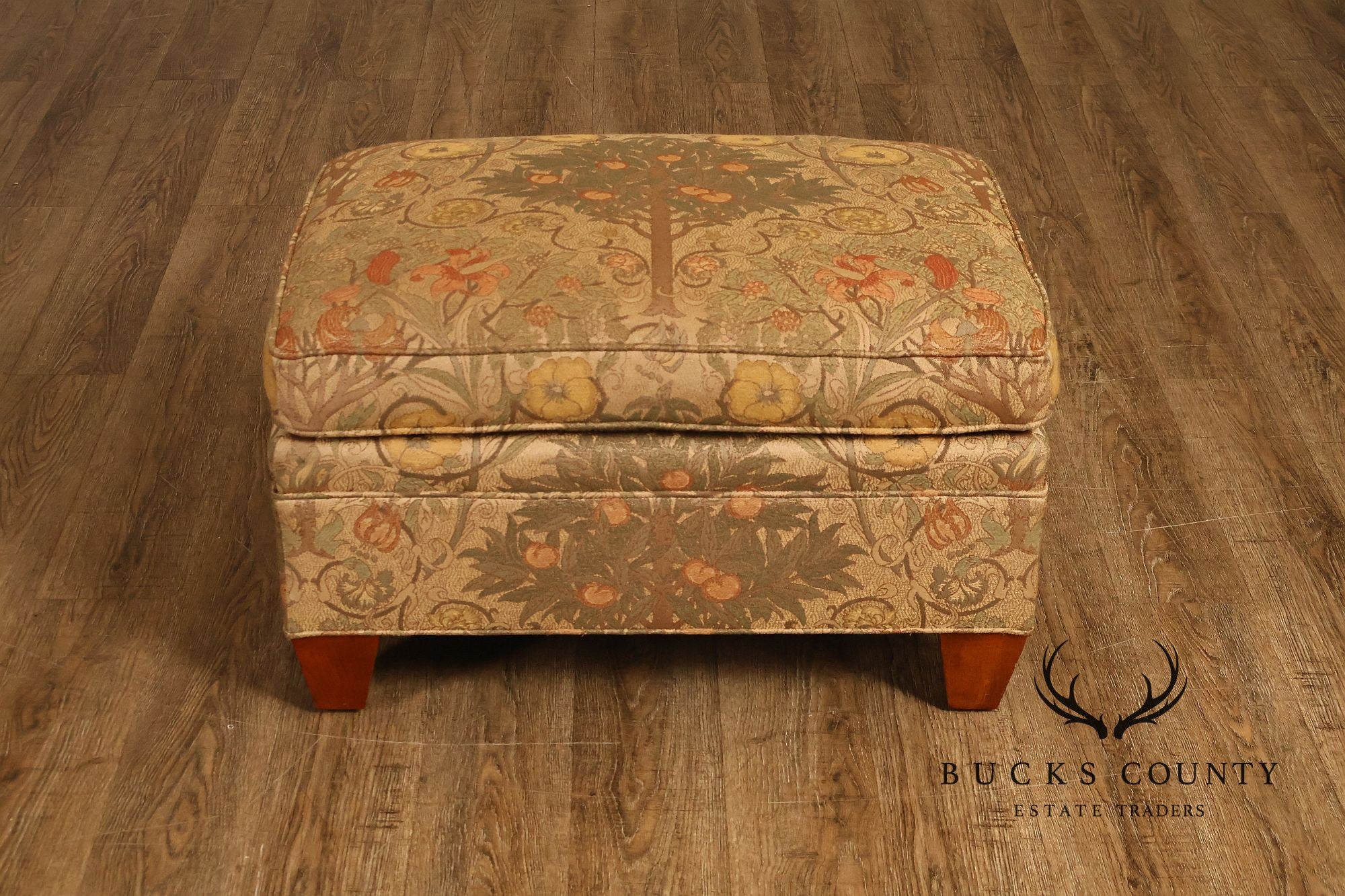 Stickley Tree of Life Upholstered Lounge Chair With Matching Ottoman