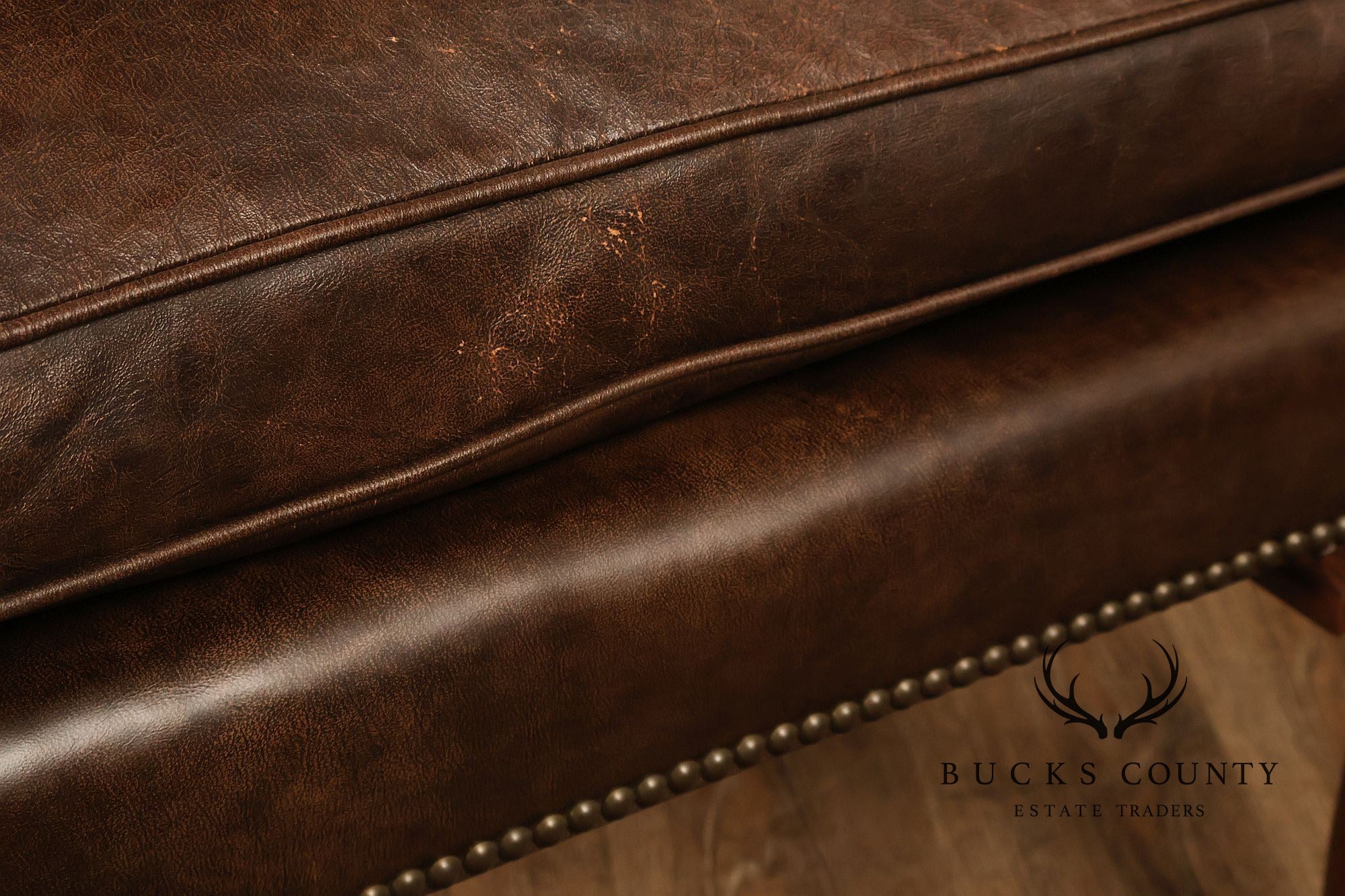 Kittinger Colonial Williamsburg Chippendale Style Pair Leather Wing Chairs