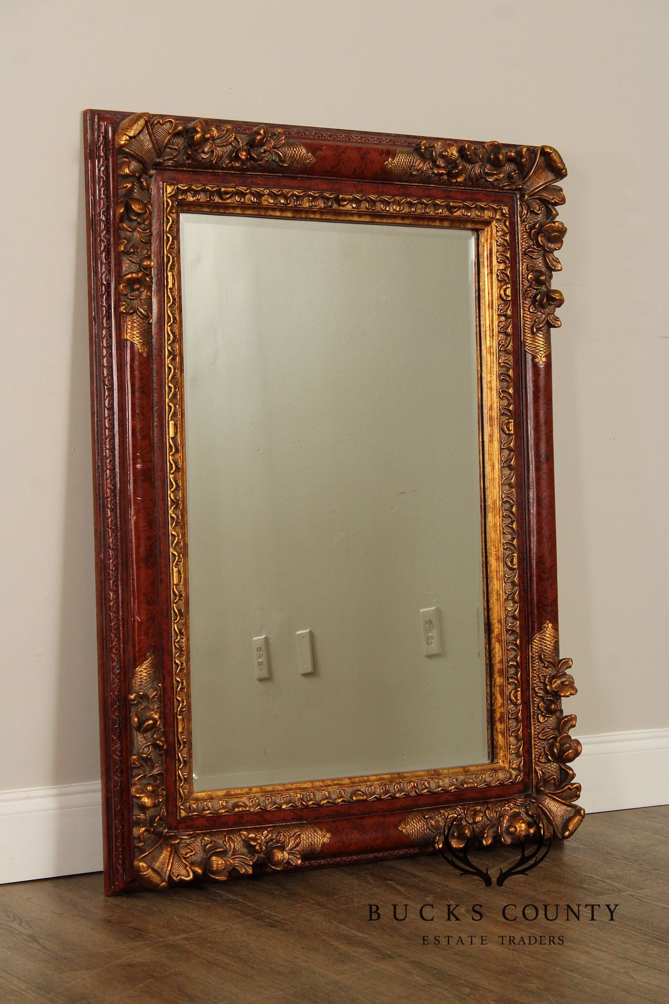 Italian Rococo Style Partial Gilt Carved Frame Wall Mirror