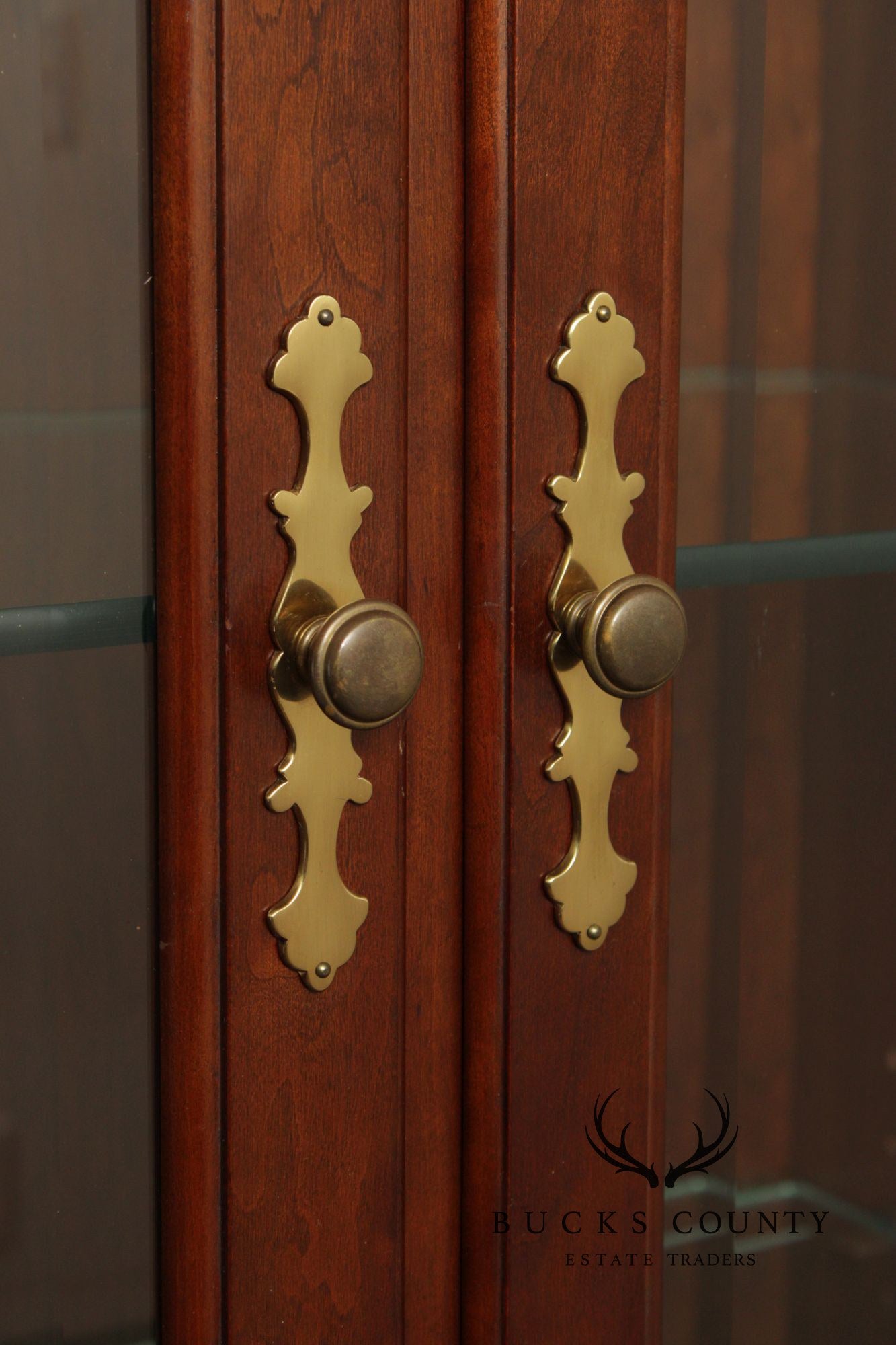 Stickley Traditional Pair of Cherry Bookcase Display Cabinets