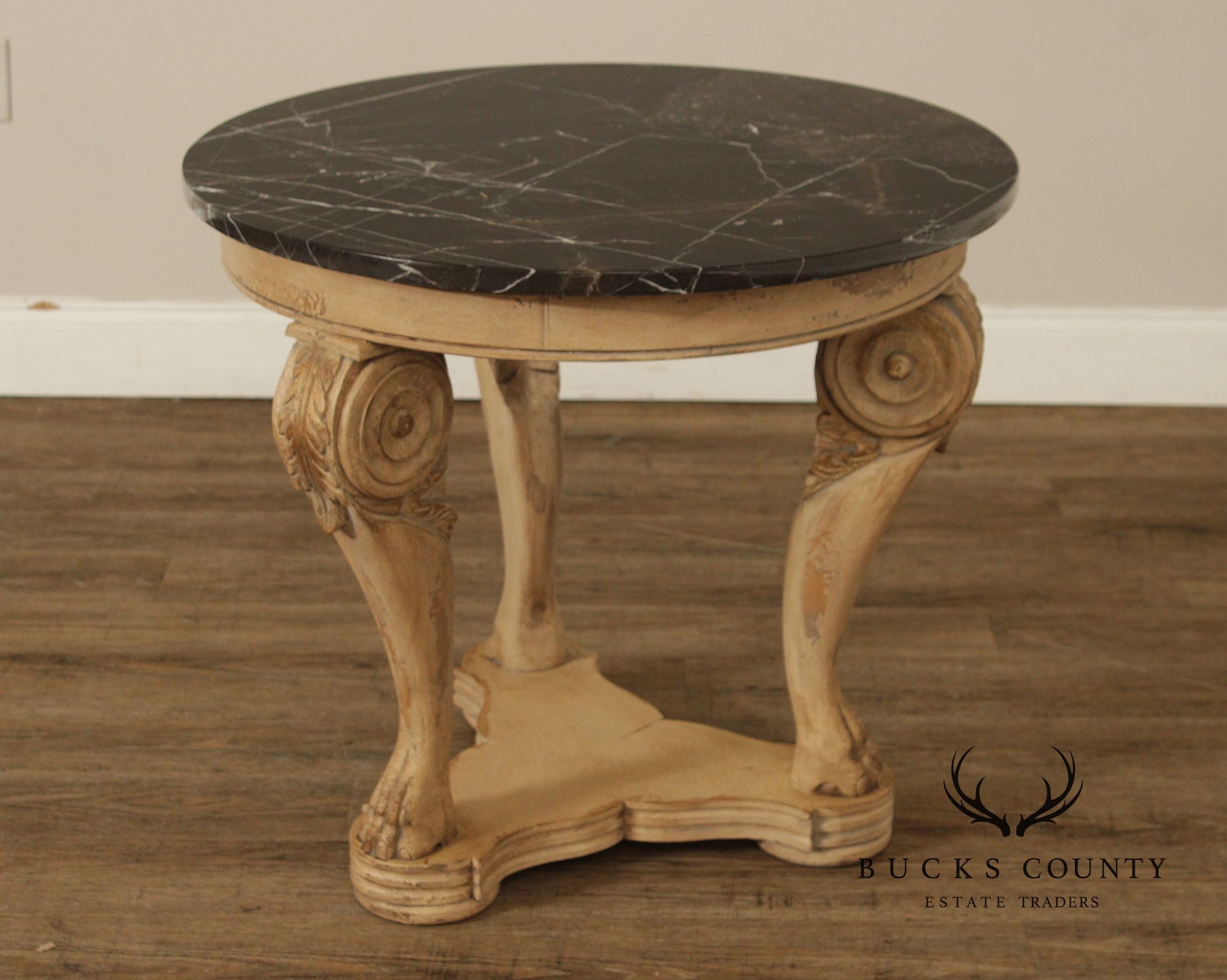 Italian Neoclassical Style Round Marble Top Side Table