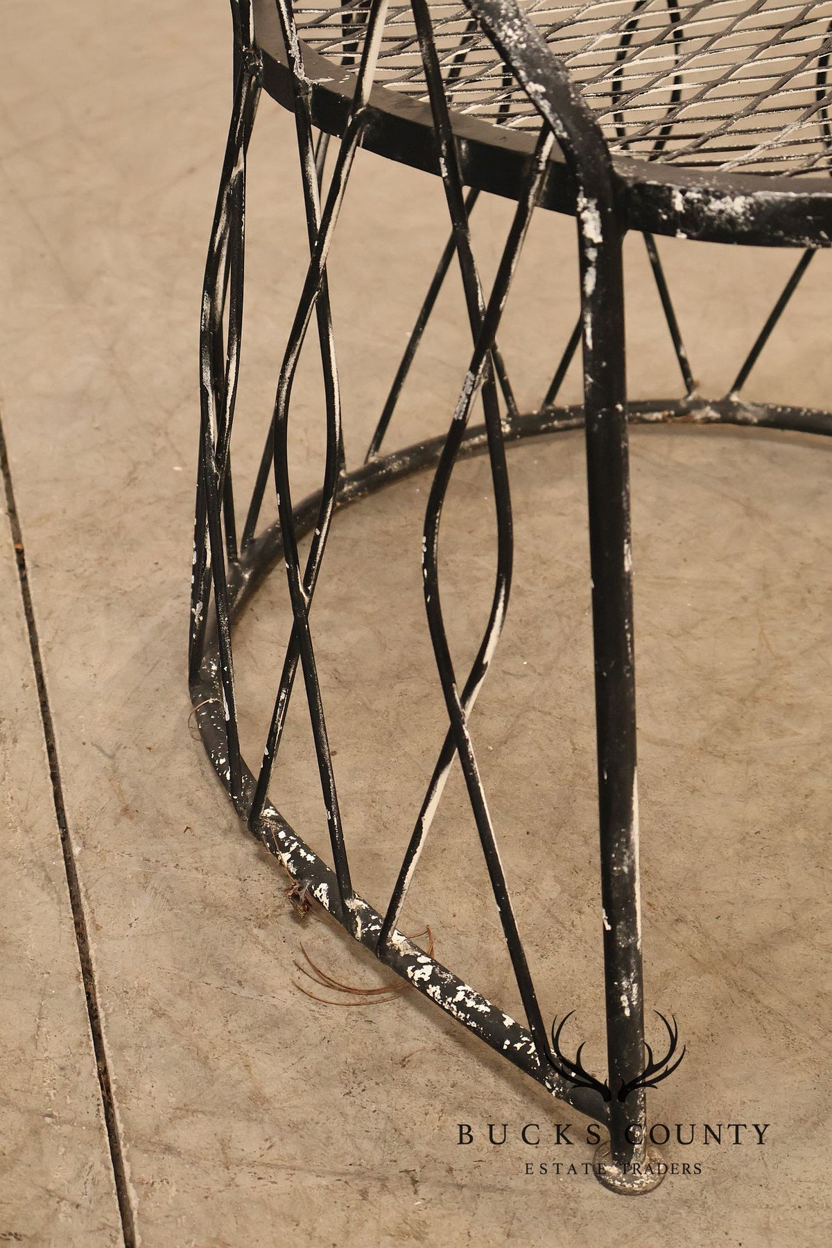 Salterini Wrought Iron Outdoor Patio Barrel Armchair