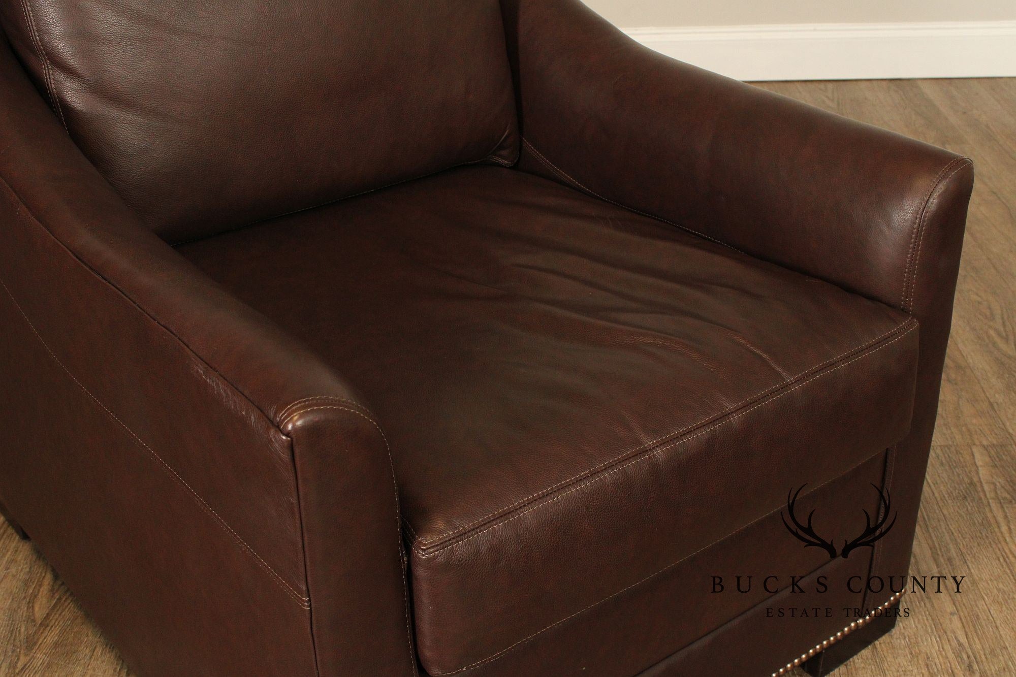 Traditional Leather Club Chair and Ottoman