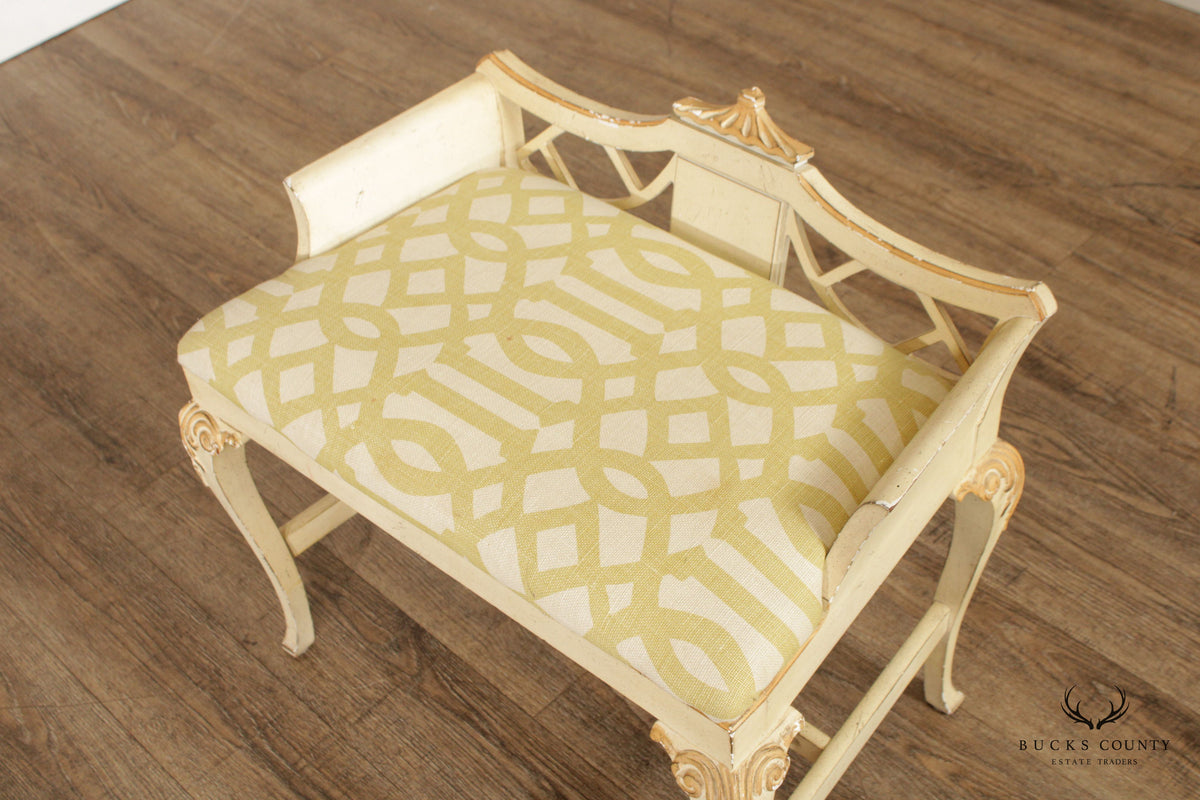 Italian Florentine Style Painted and Partial Gilt Vanity Seat