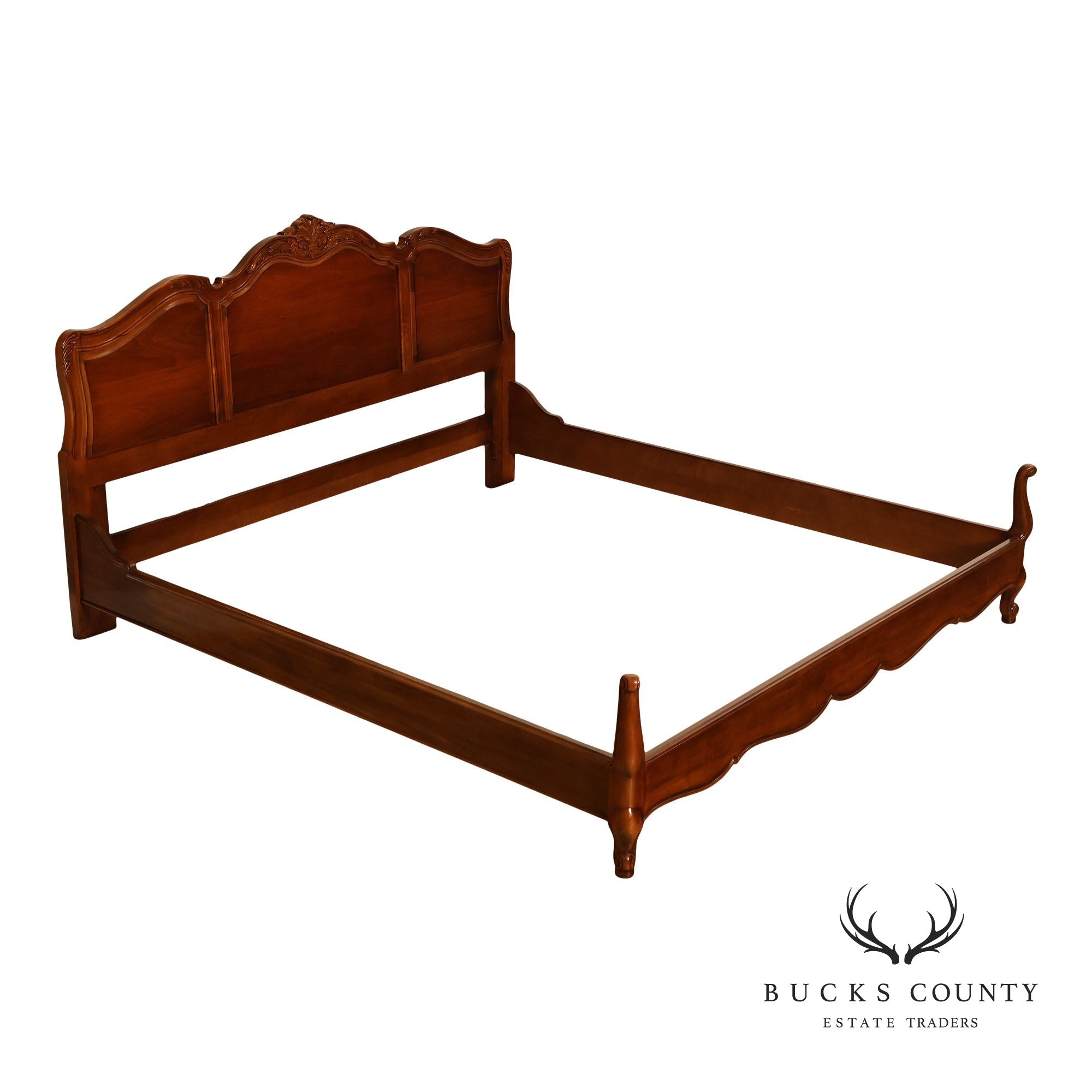 Henredon Carved Cherry King Size Bed Frame