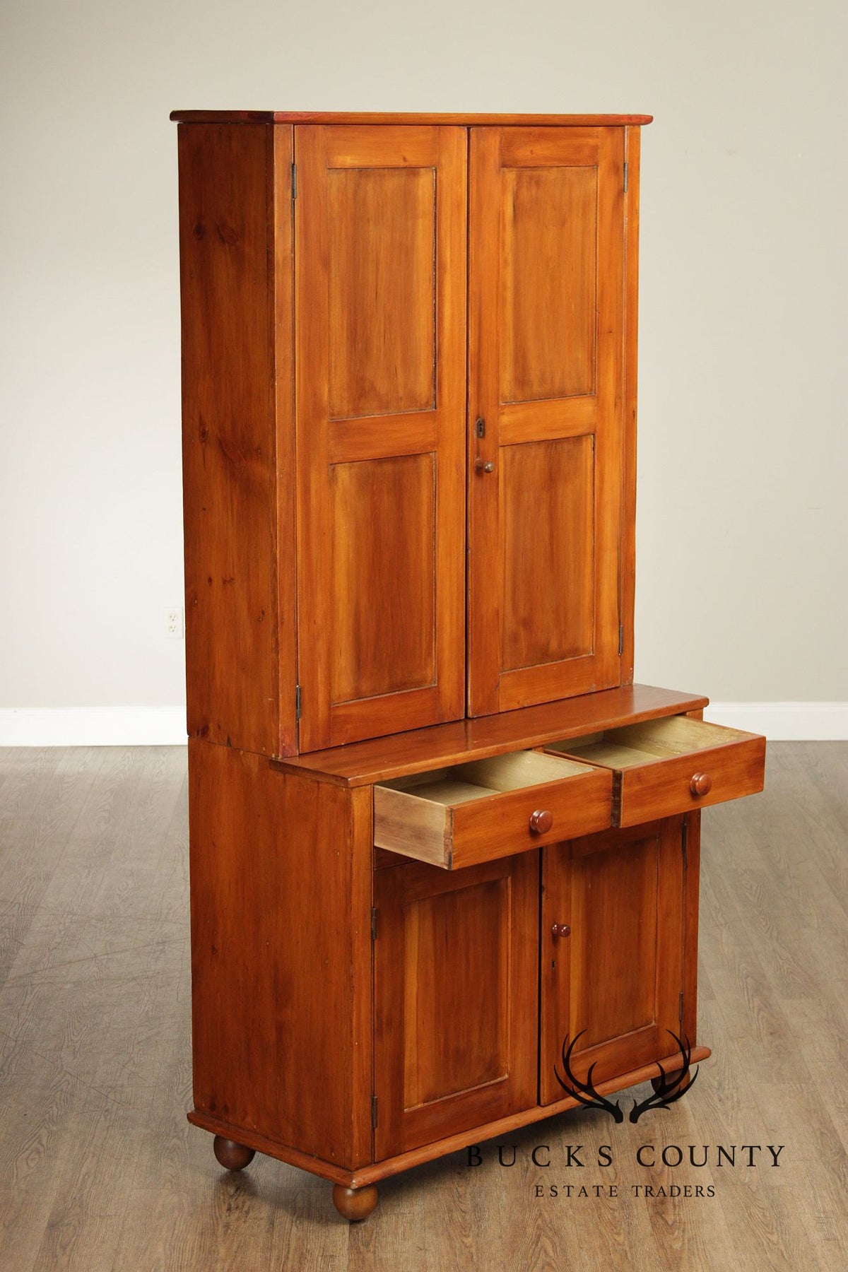 Antique American Primitive Step-Back Cupboard Hutch