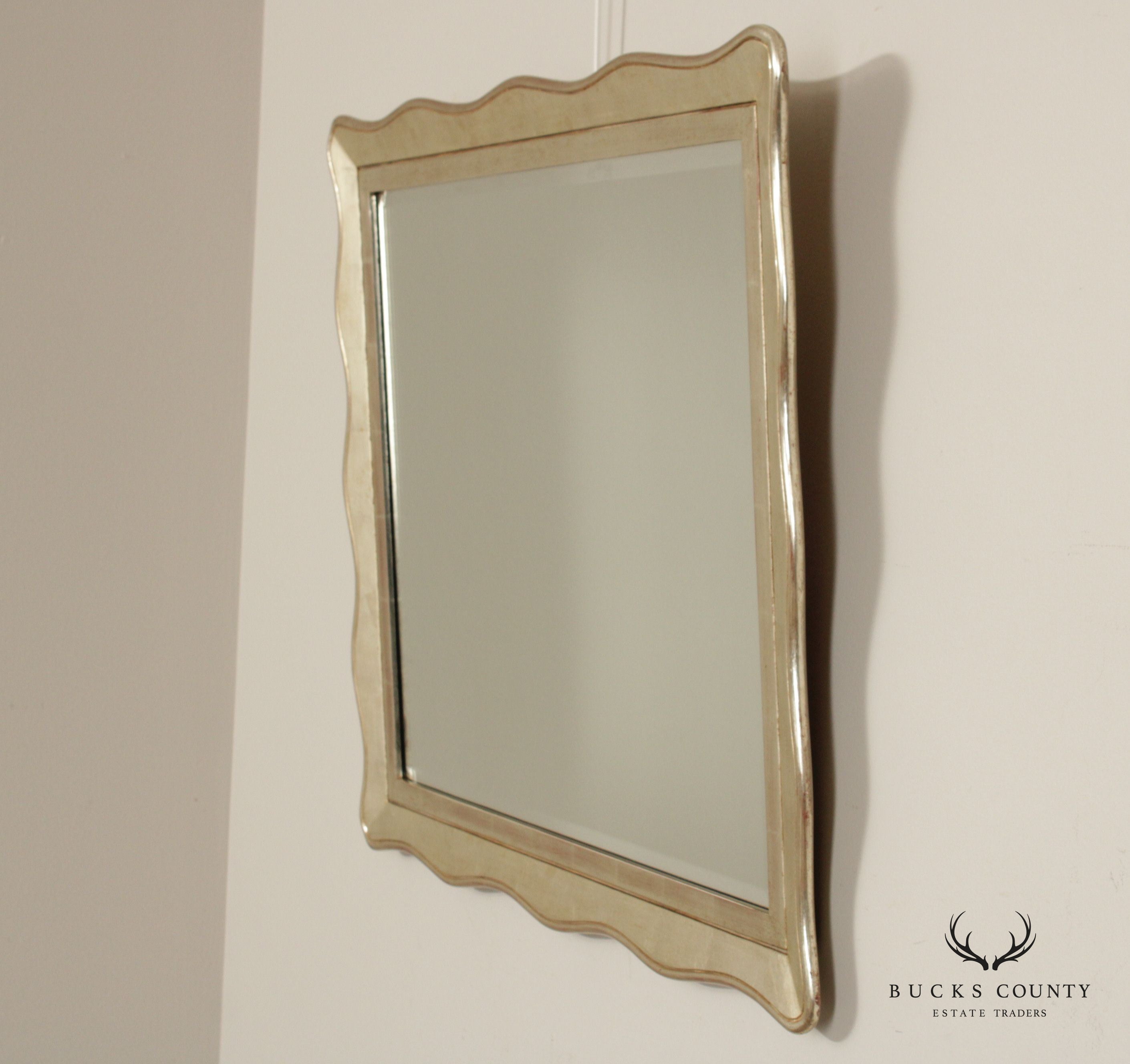 Vintage Hollywood Regency Style Silver Leaf Wall Mirror