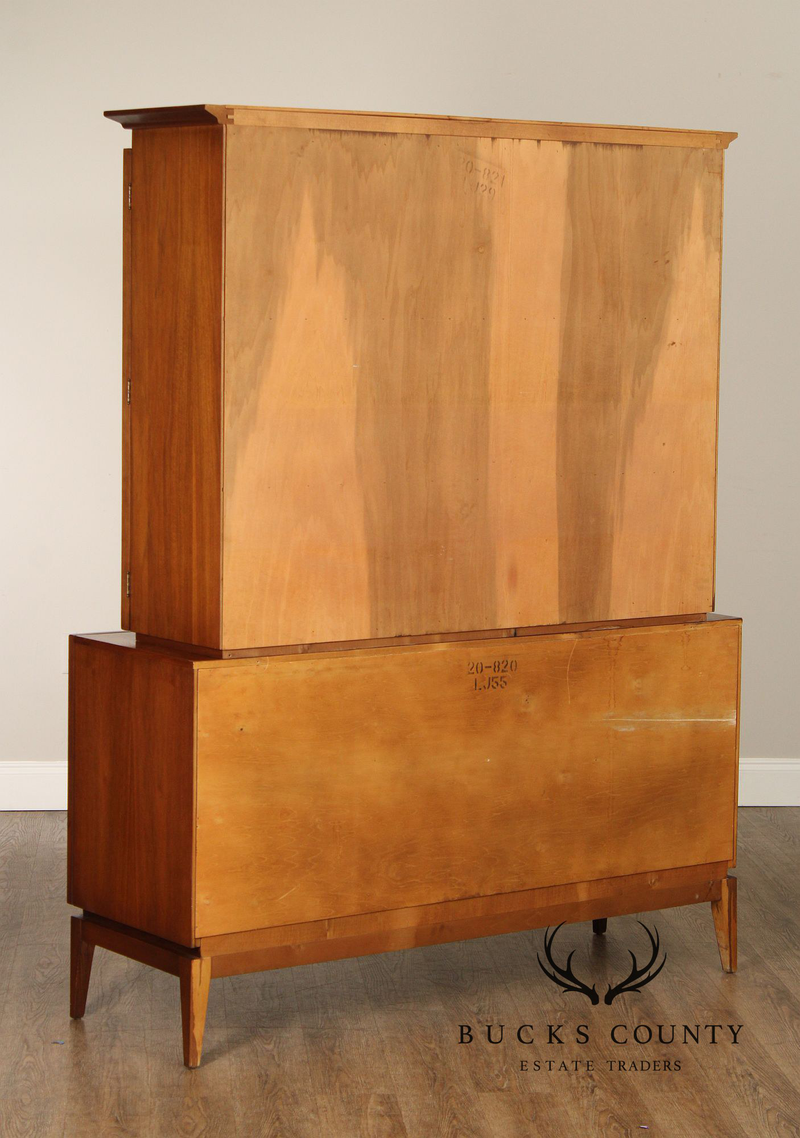 United Furniture Mid Century Modern Walnut Sideboard and Hutch