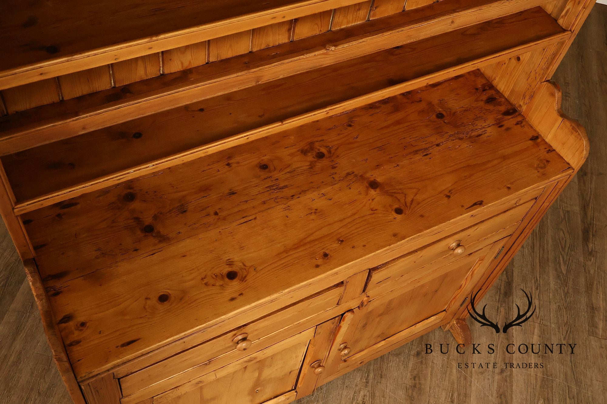 Antique English Farmhouse Pine Open Hutch Pantry Cupboard