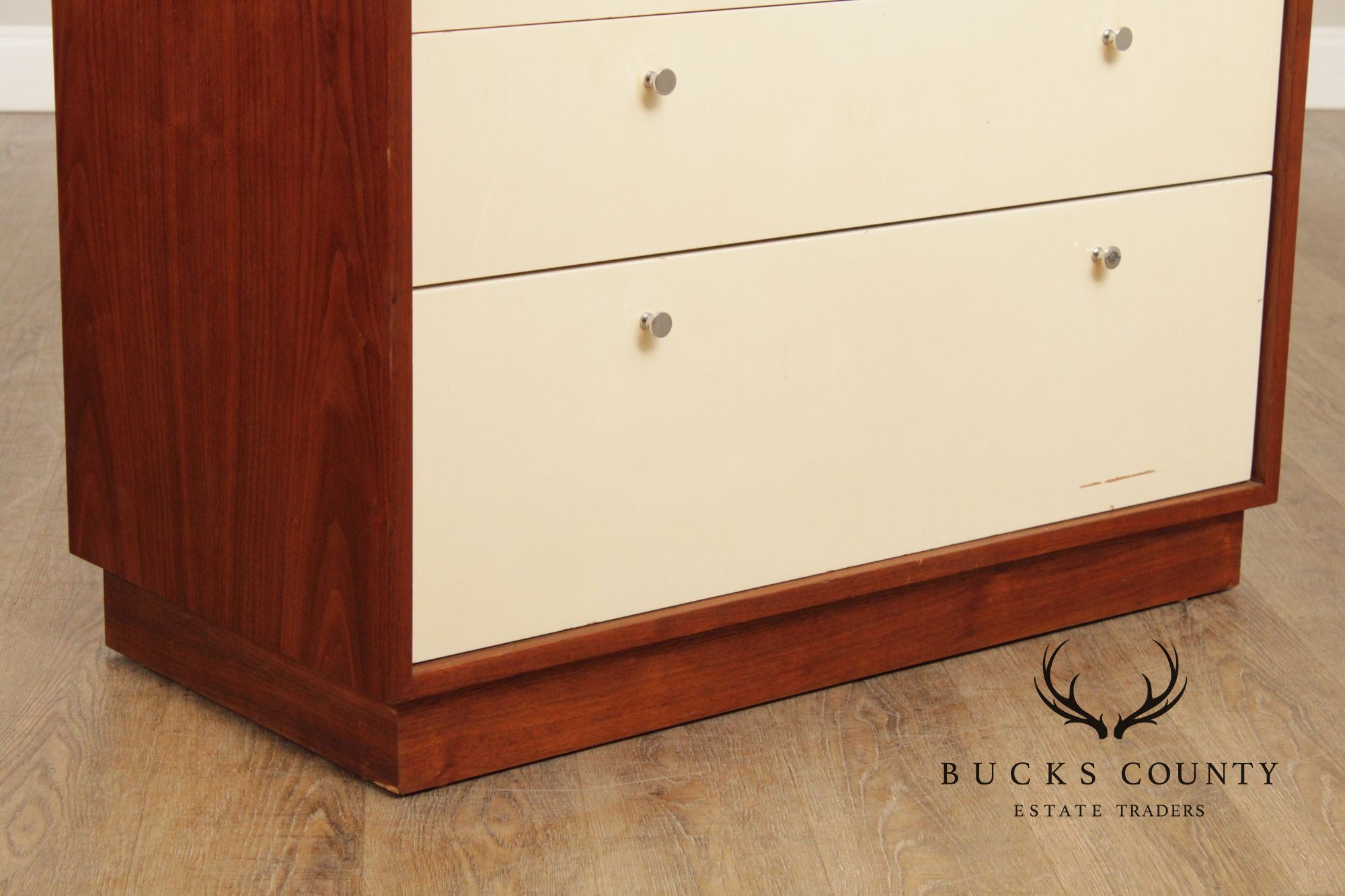 Mid Century Modern White Lacquered Tall Chest