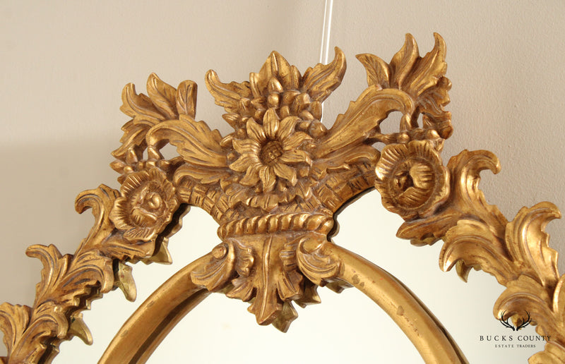 French Rococo Style Carved Giltwood Wall Mirror