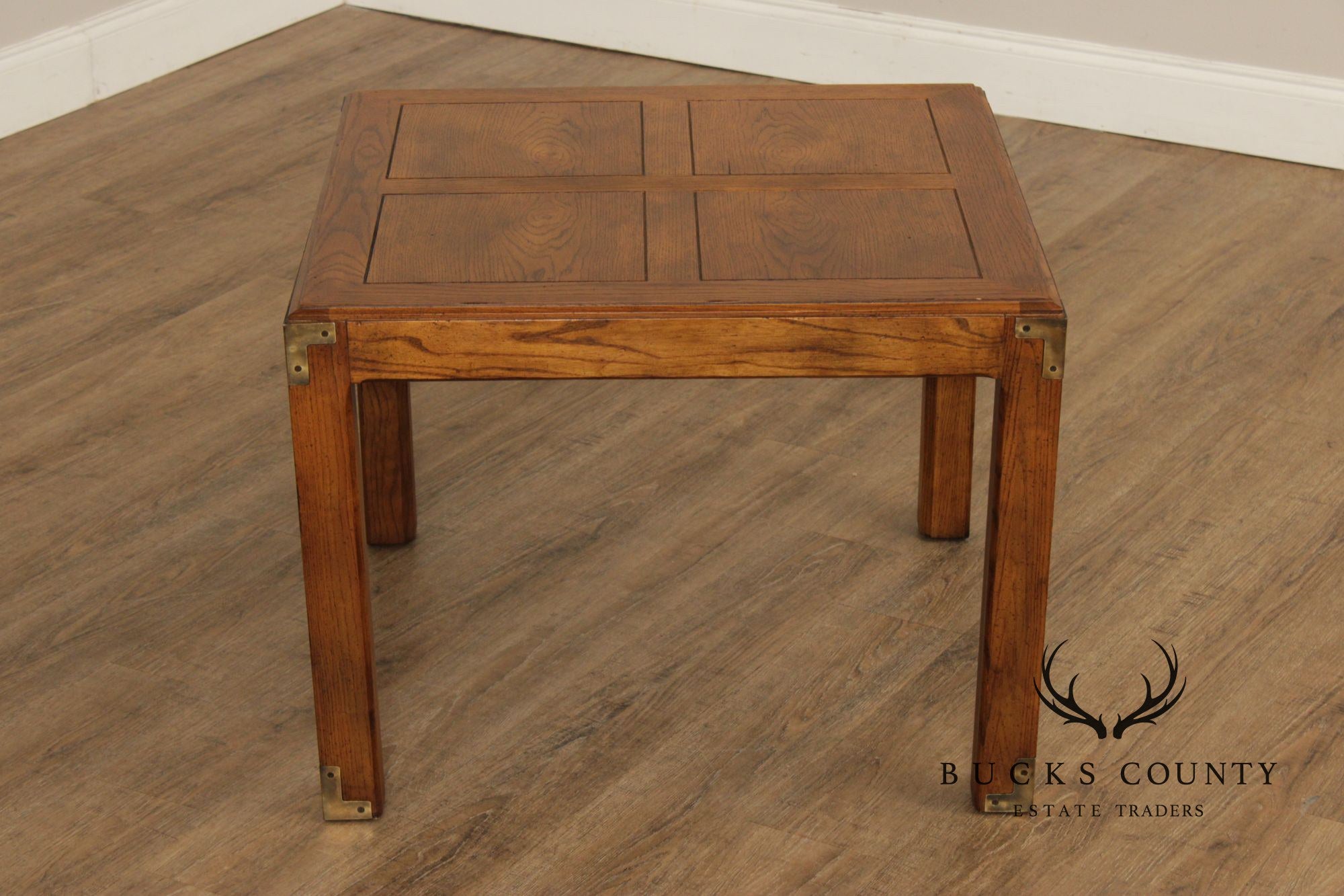 Henredon 'Artefacts' Oak and Brass Campaign End Table