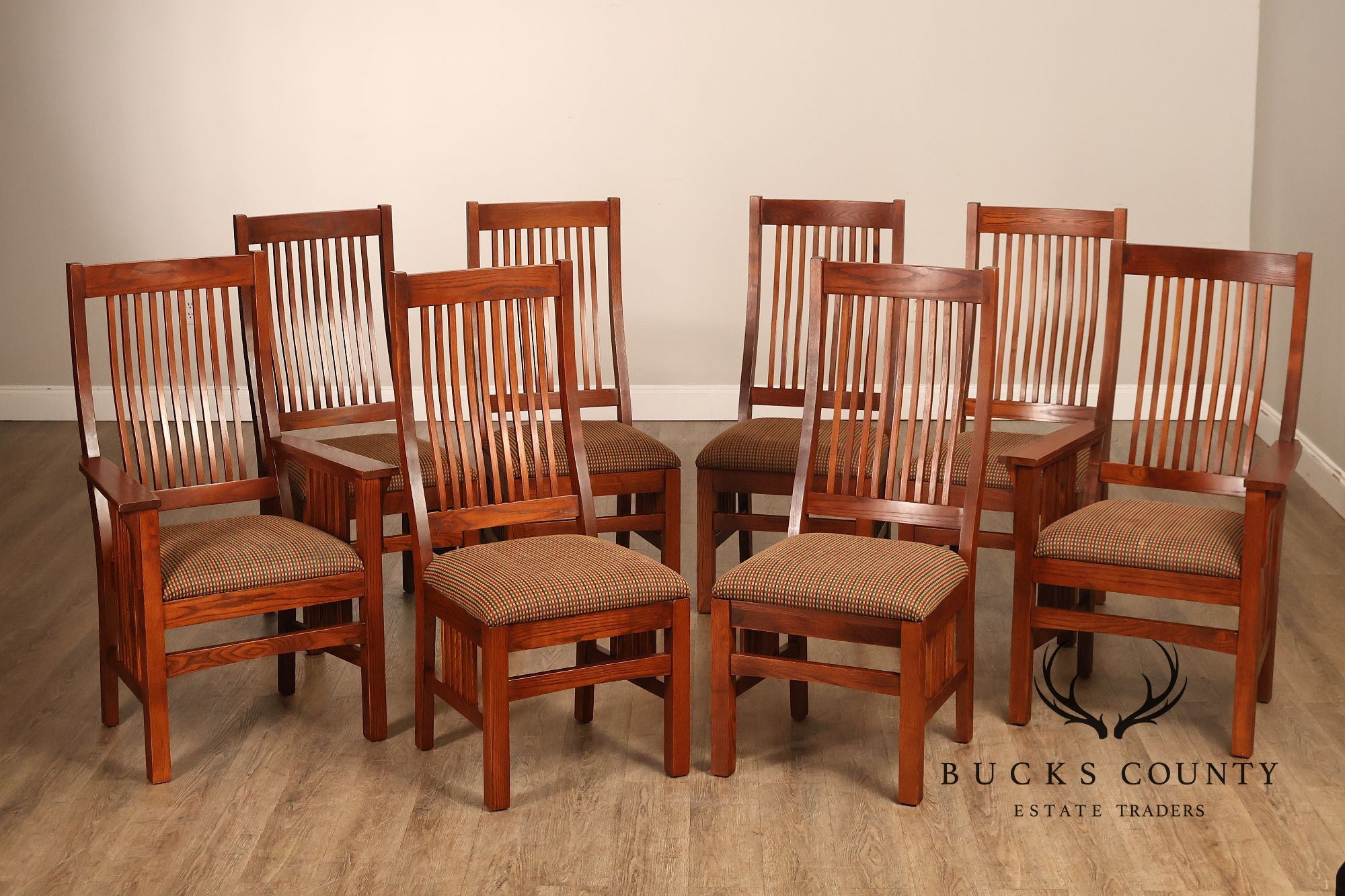 Nichols & Stone Mission Oak Style Set Of Eight Dining Chairs