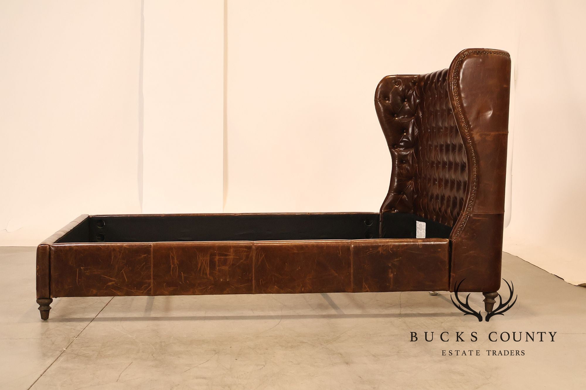 Restoration Hardware 'Churchill' Tufted Leather Queen Bed