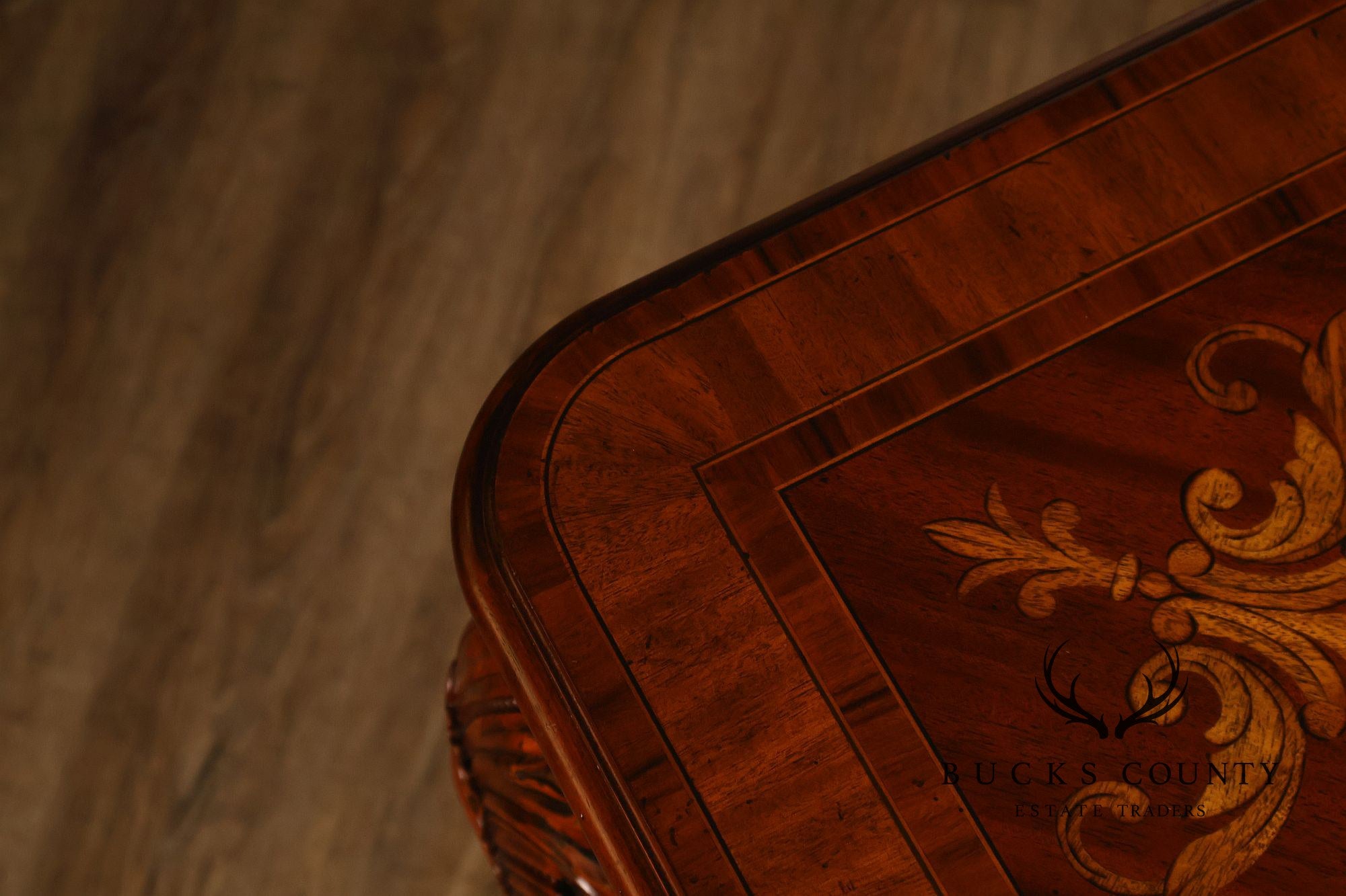 Maitland-Smith Georgian Style Carved Mahogany Inlaid Console Table