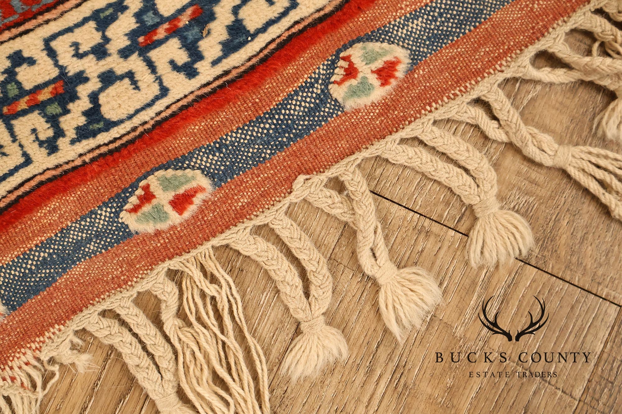 Vintage Hand Tied Wool Kazak Tribal Long Runner Rug