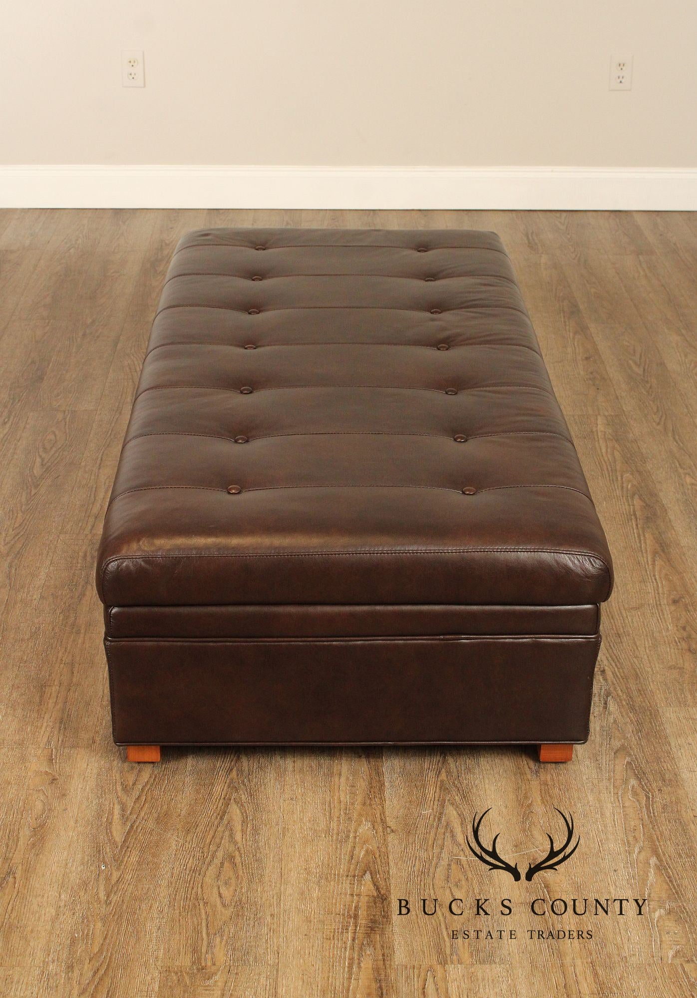 Stickley 'Chicago' Leather and Cherry Storage Ottoman