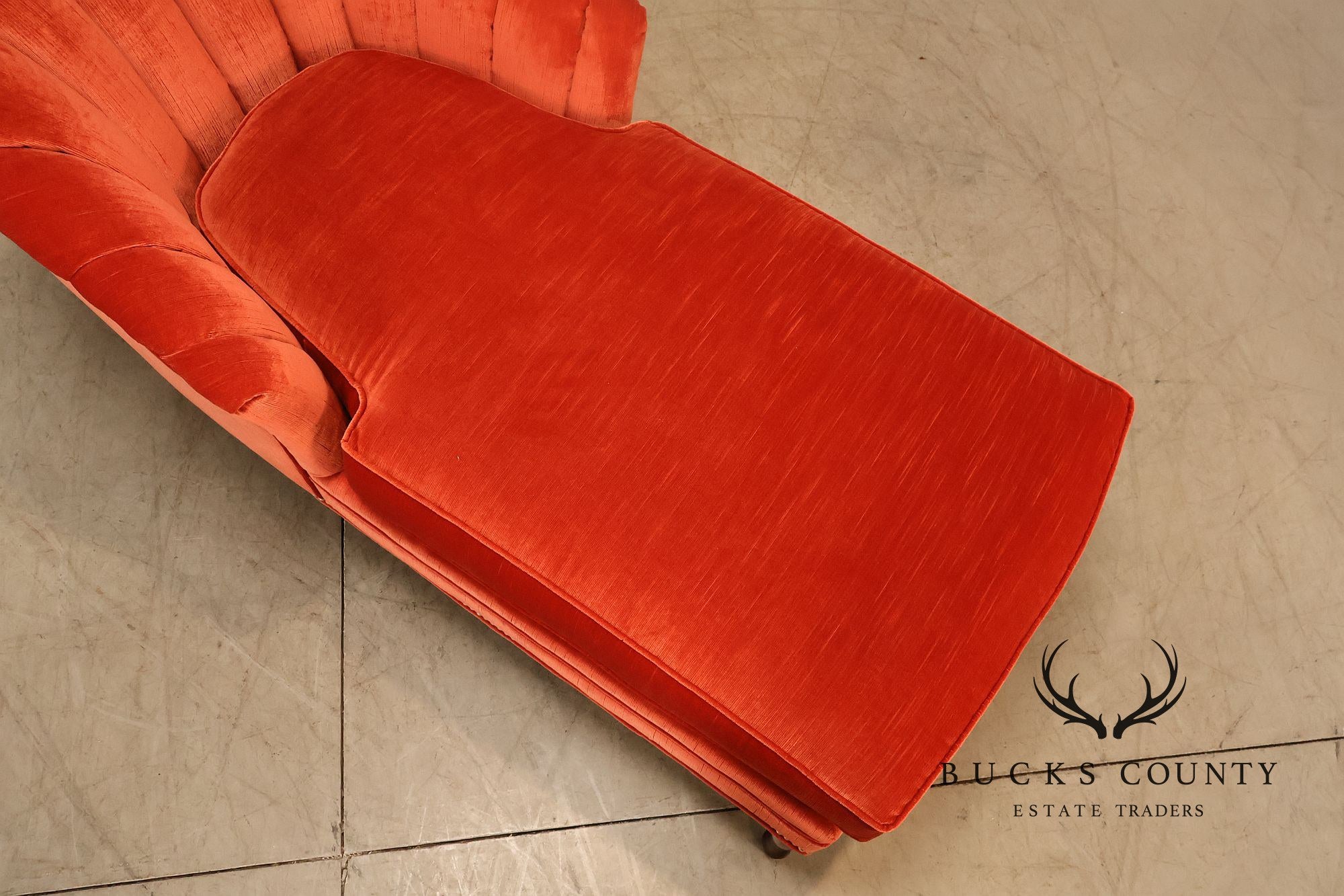 Vintage Channel Back Upholstered Chaise Lounge