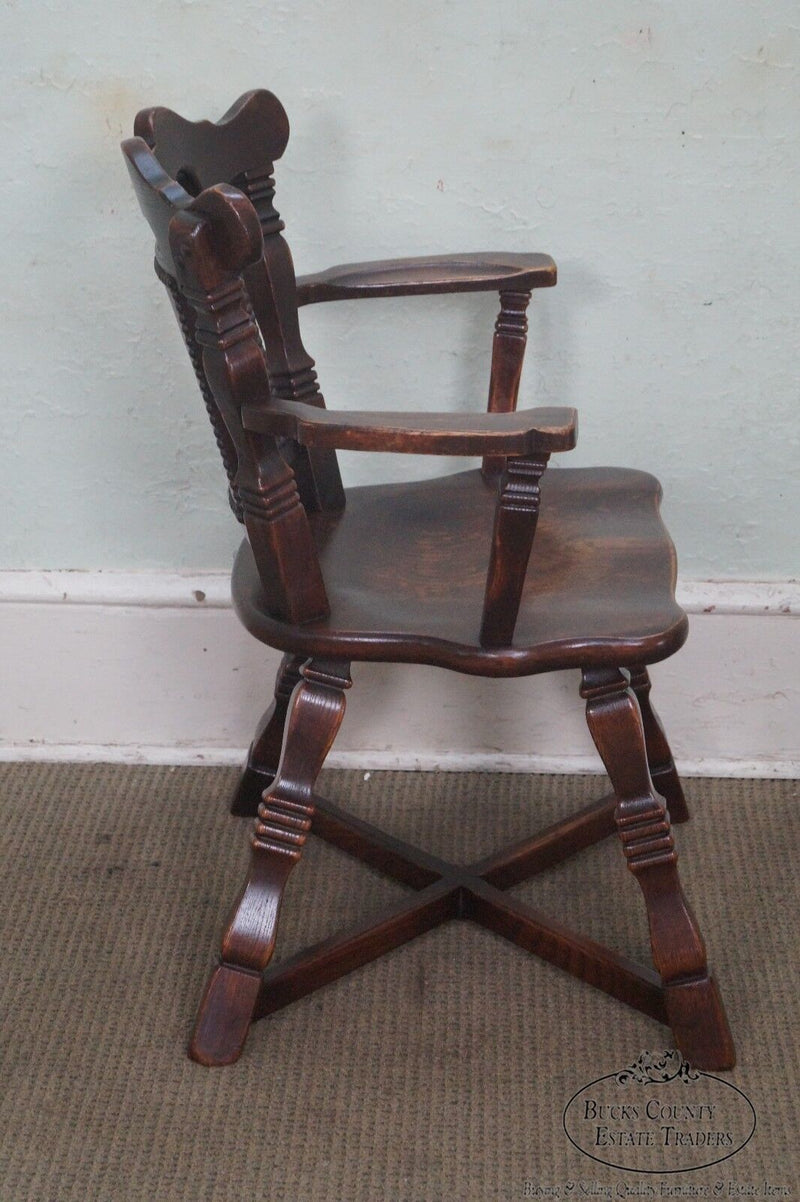 Romweber Viking Oak Leather Back Captains Arm Chair