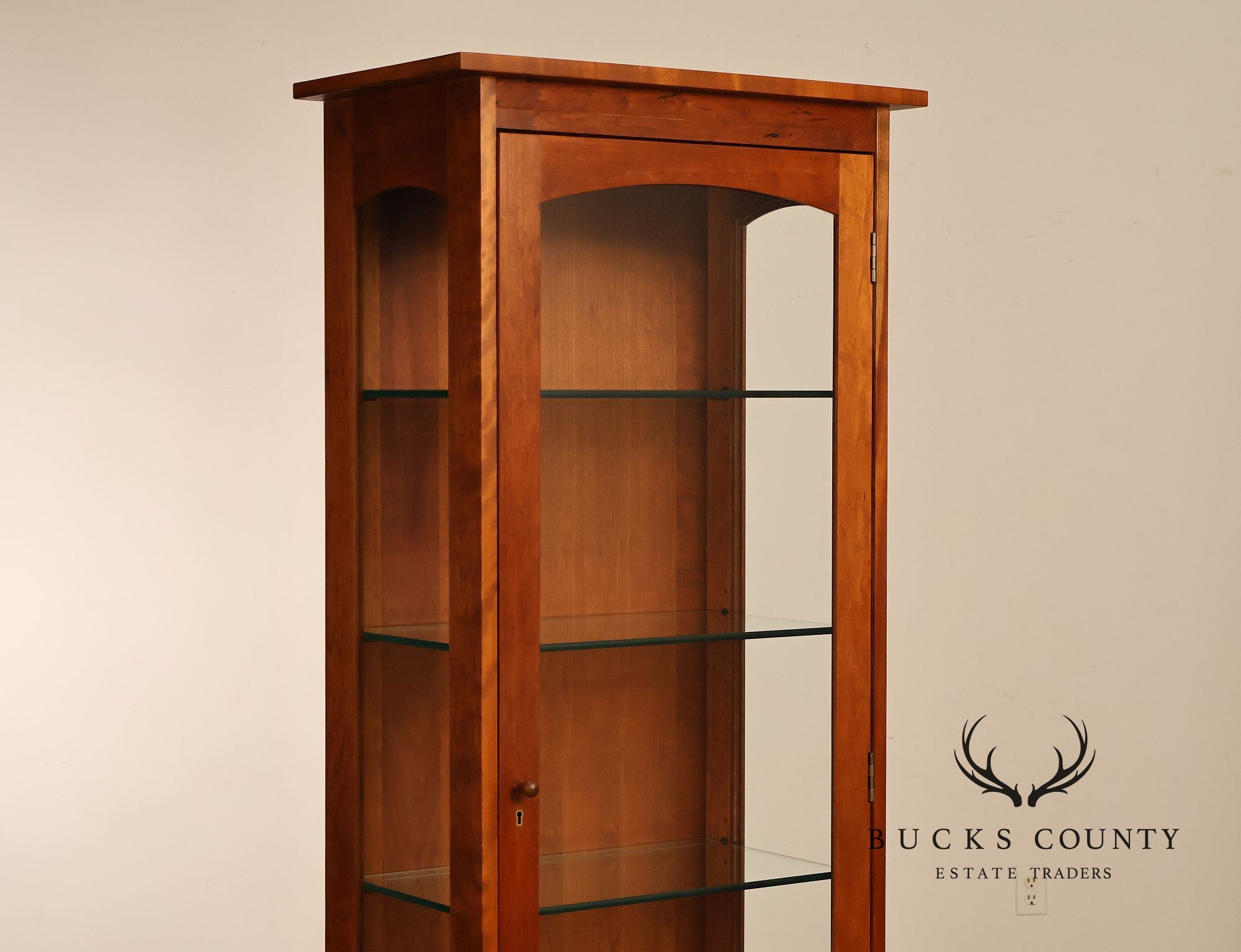 Stickley Mission Collection Solid Cherry Tall Glass Display Curio Cabinet