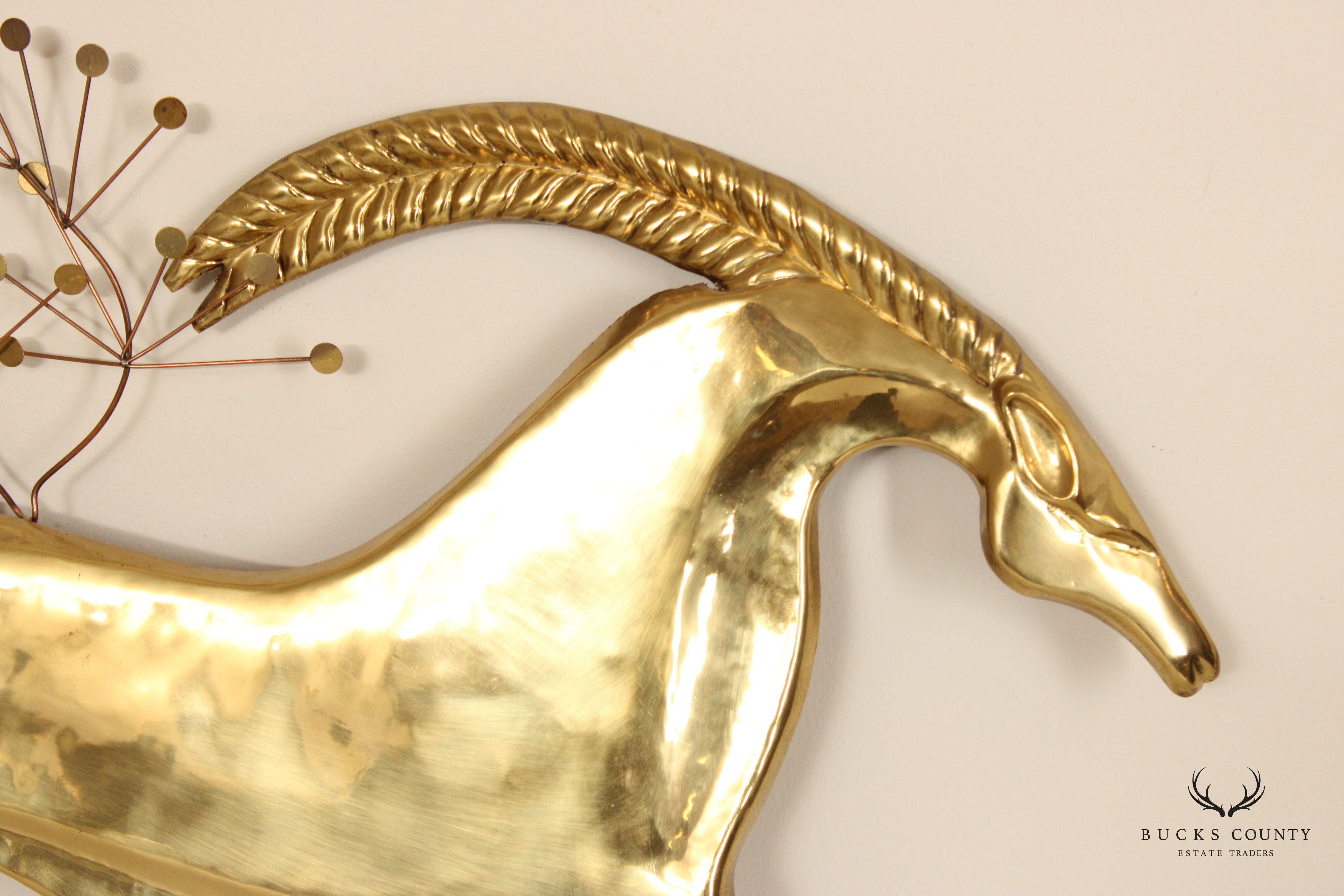 Curtis Jere Brass Gazelle Wall Sculpture