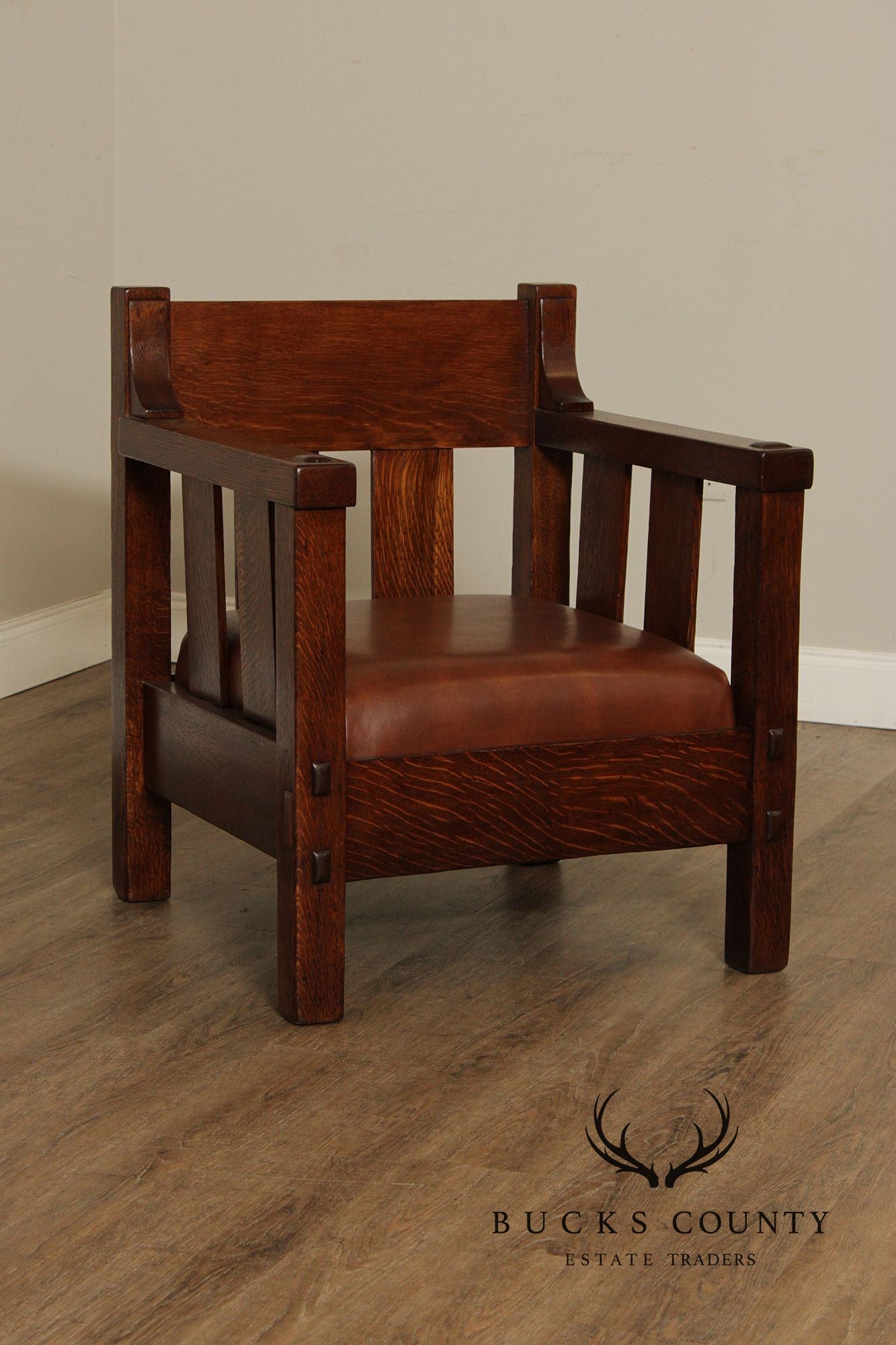 Lifetime Furniture Co. Antique Mission Oak Rocker and Armchair