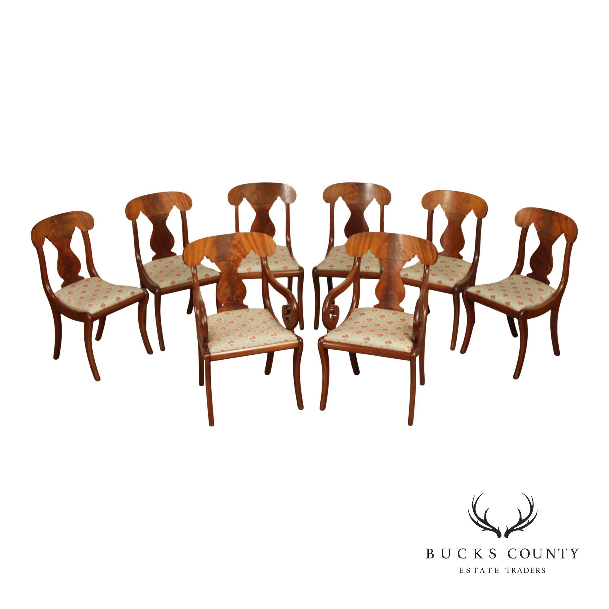 Biggs Furniture Empire Style Set of Eight Mahogany Dining Chairs