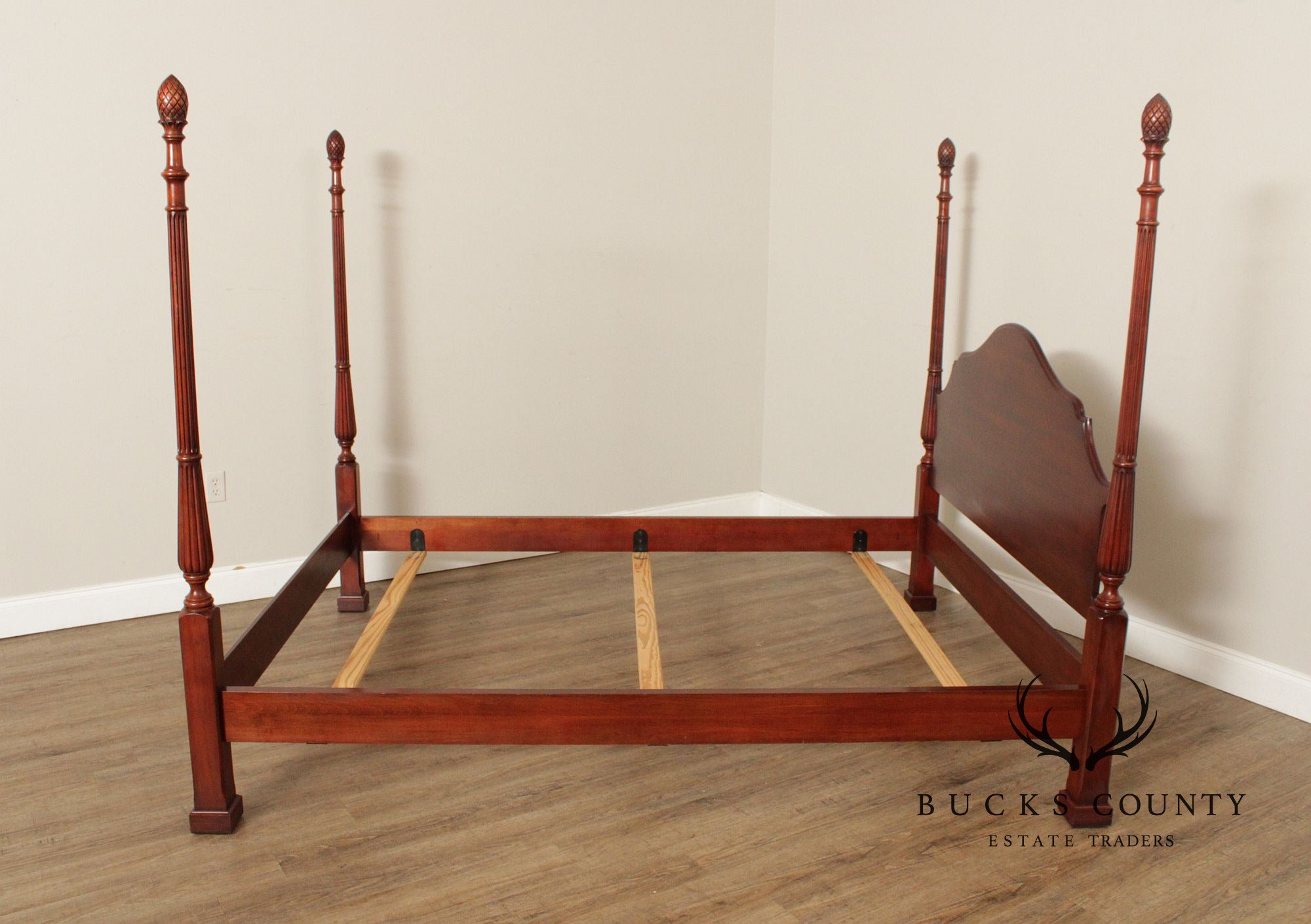 Henkel Harris Carved Black Cherry Queen Poster Bed