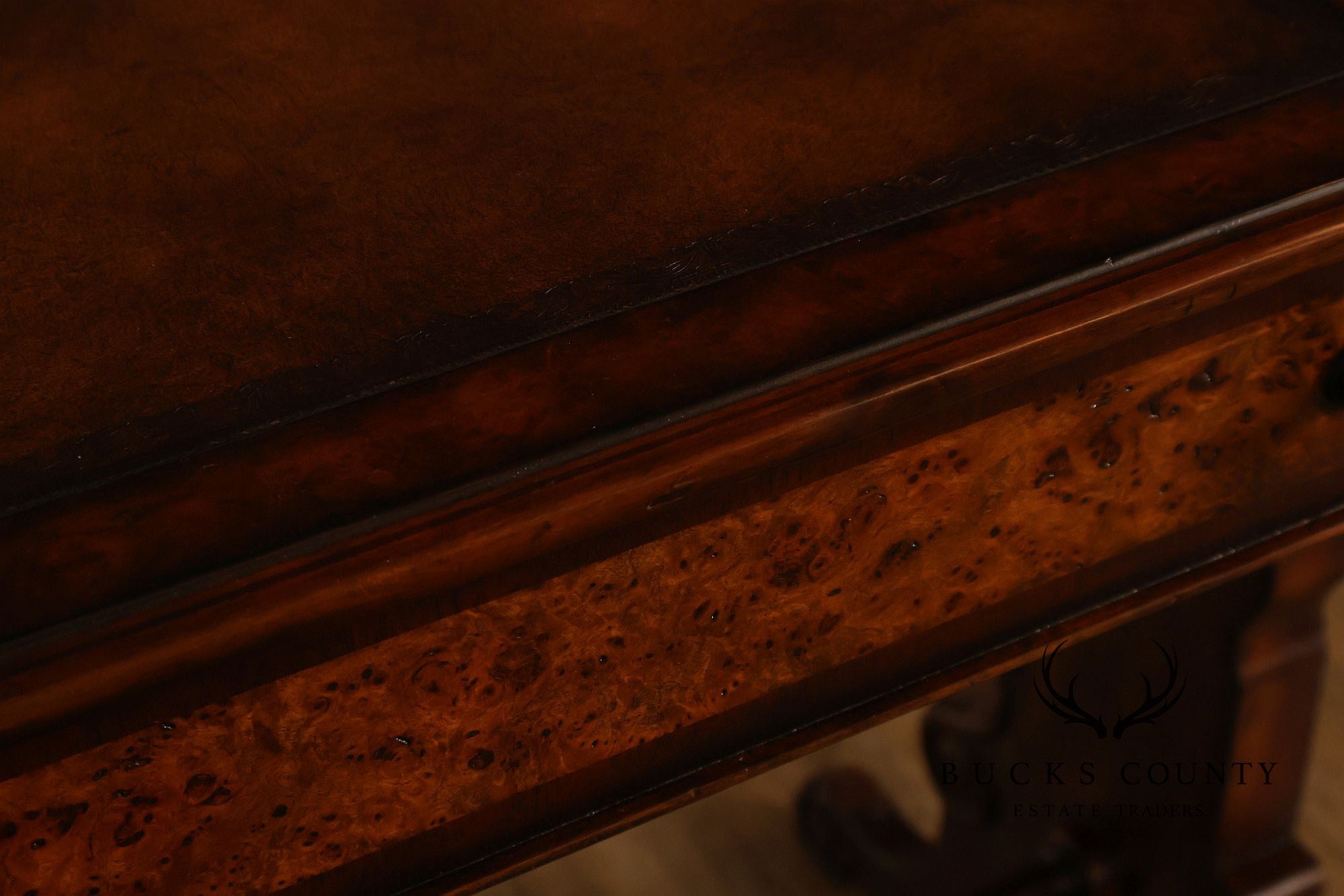 Theodore Alexander Mahogany Burl Wood Game Table