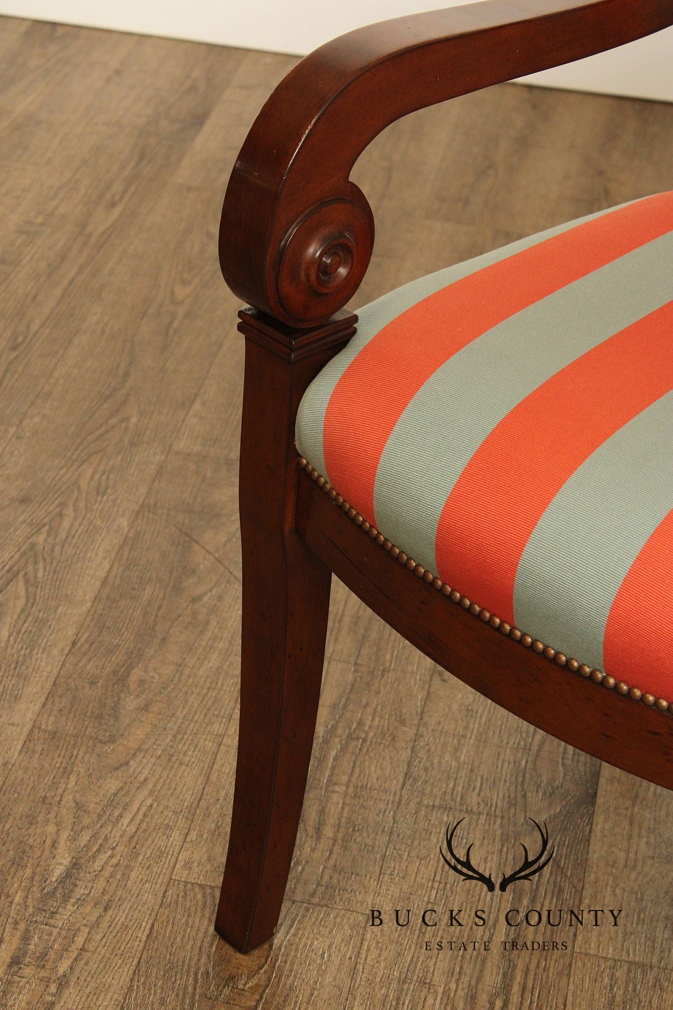 Empire Style Pair of Striped Armchairs