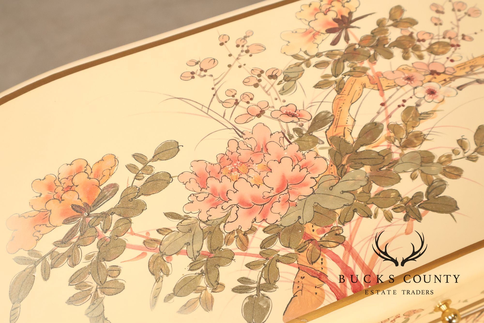 Chinoiserie Painted Carlton House Writing Desk With Chair