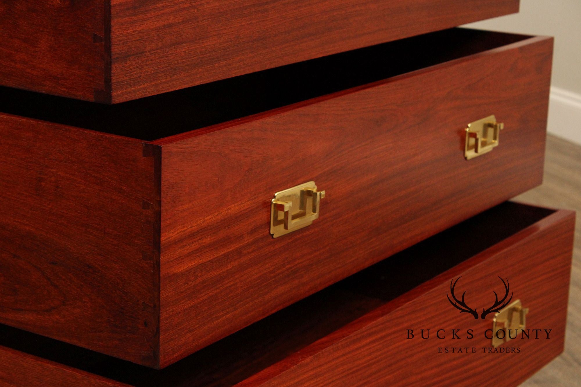 Campaign Style Brass Bound Rosewood Chest of Drawers