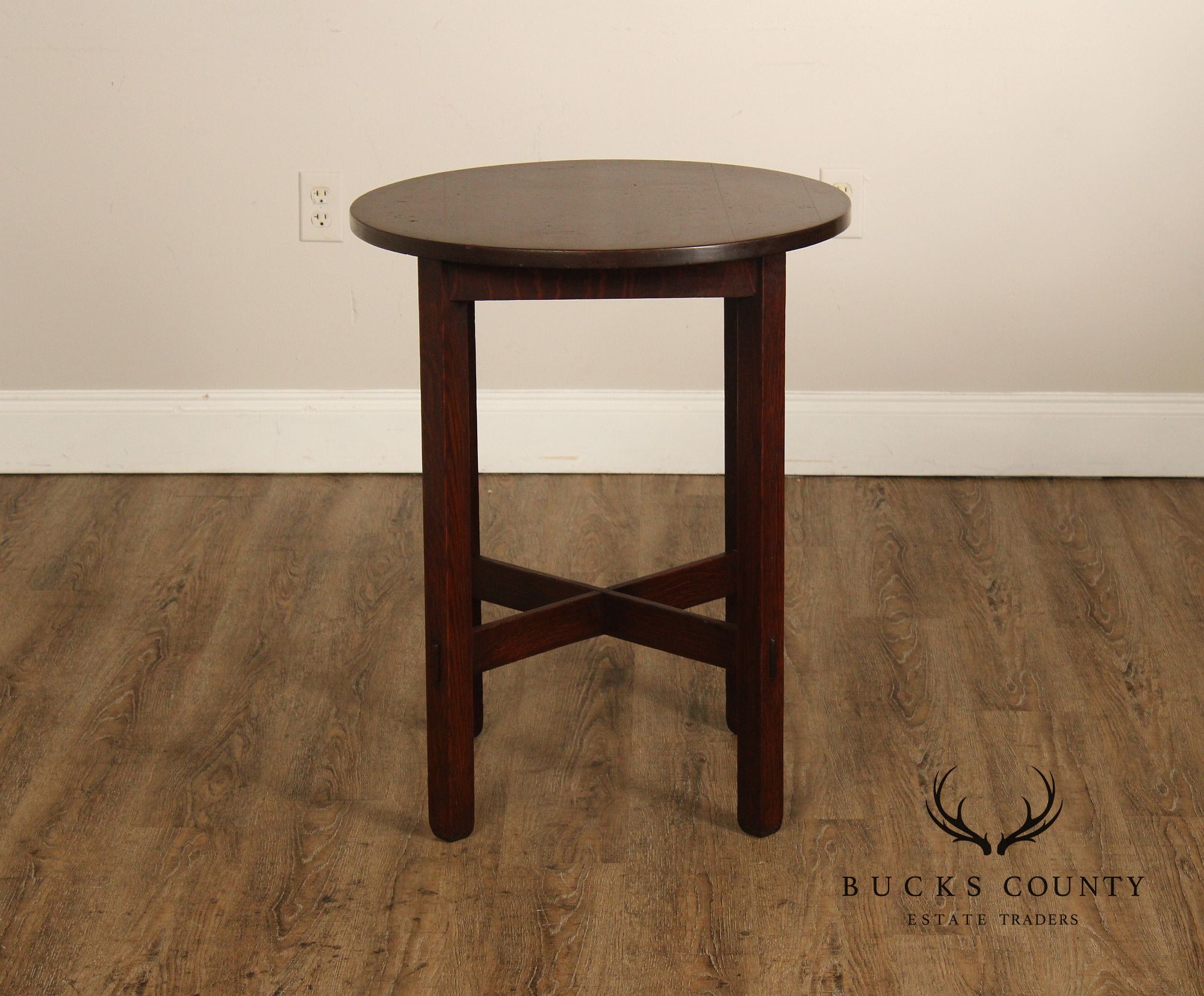 Antique Stickley Brothers Mission Oak 24 Inch Lamp Table