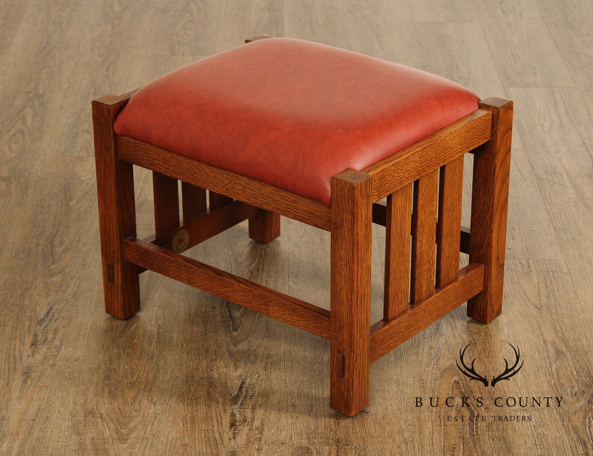 Stickley Mission Collection Oak and Leather Footstool