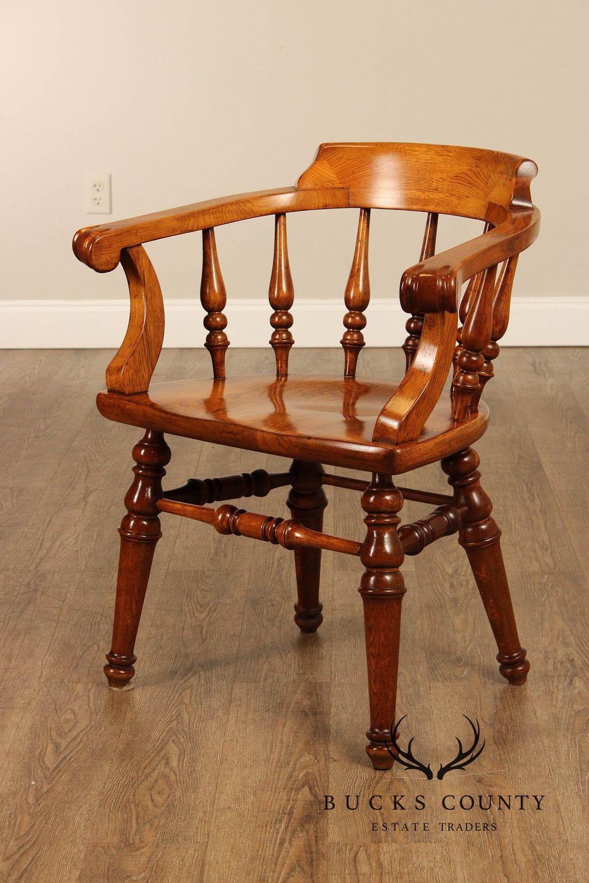 English Traditional Style Set of Four Oak Dining Armchairs