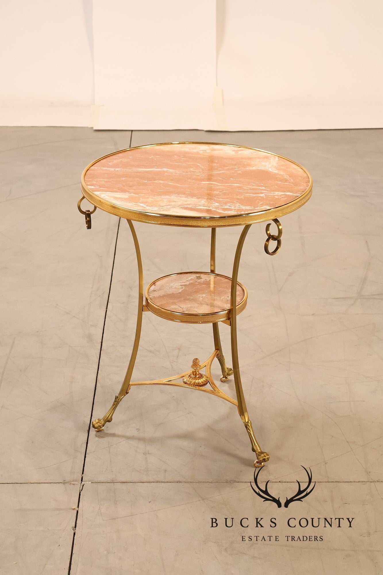 Neoclassical Style Pair of Marble Top Gueridon Side Tables