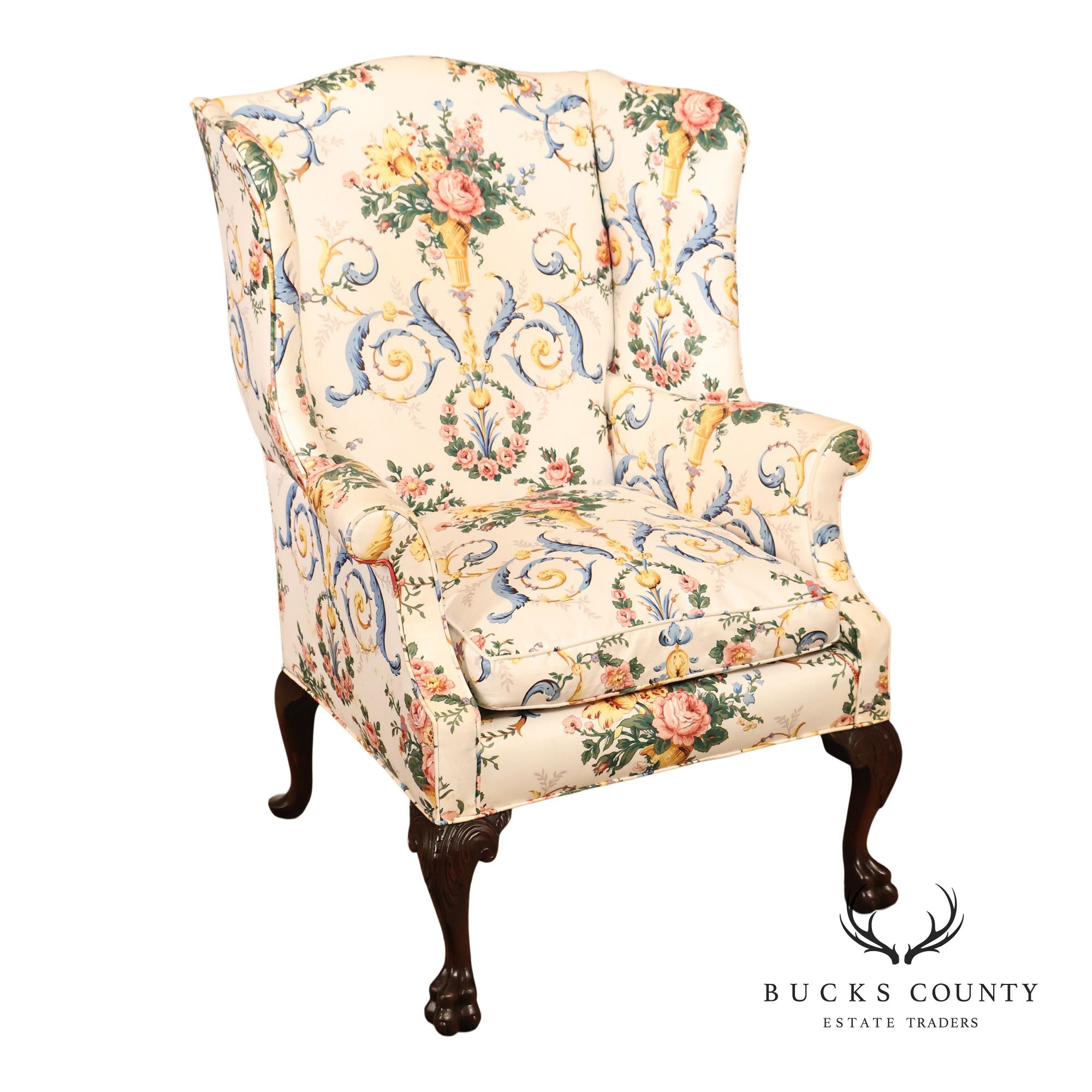 Georgian Style Upholstered Wing Chair