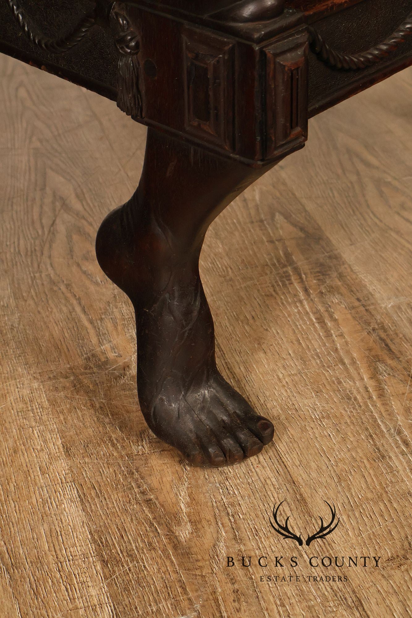 Exceptional 19th Century Anglo-Indian / Burmese Colonial Figural Carved Hardwood Throne Armchair