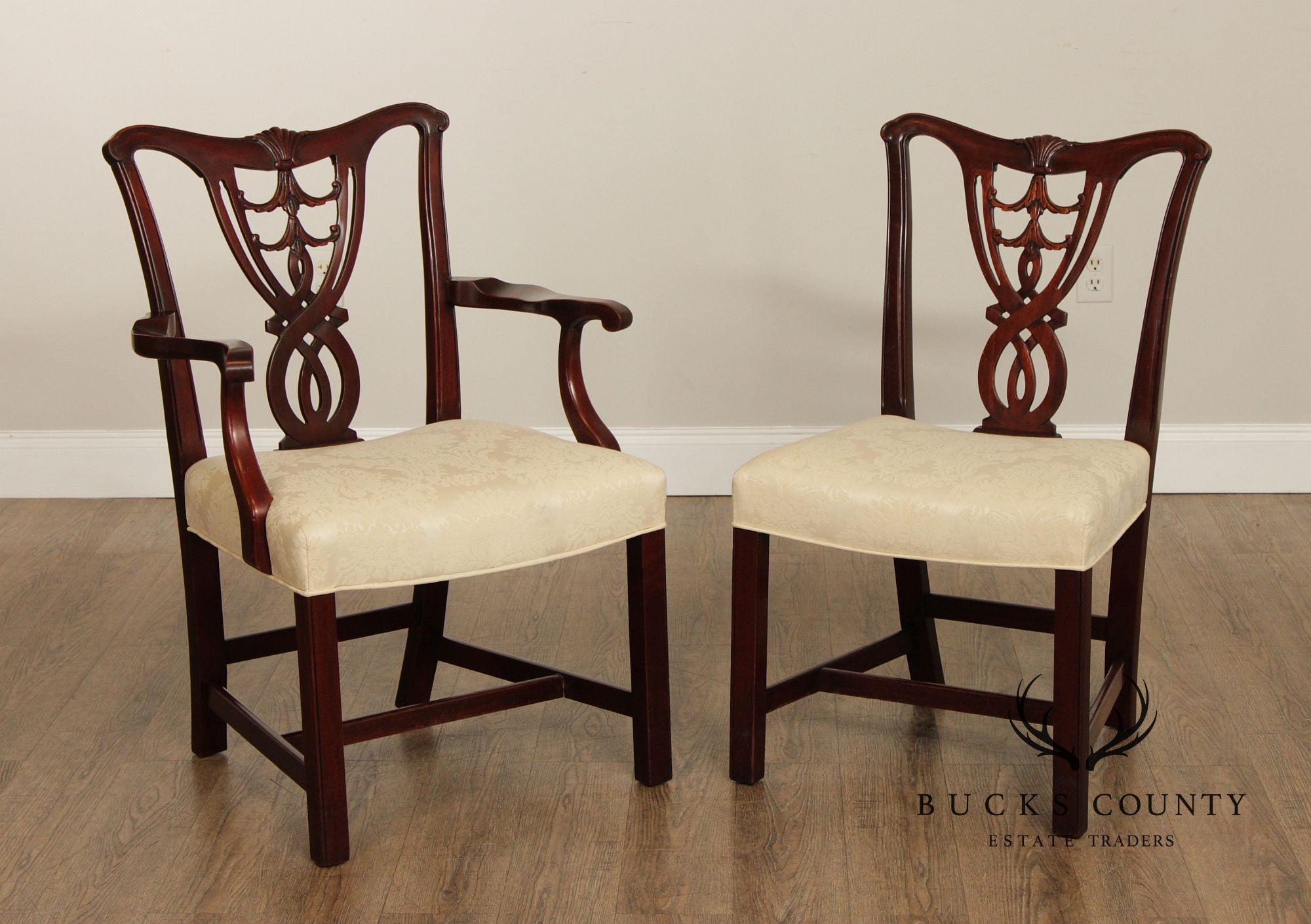 1940's Georgian Style Set of Six Solid Mahogany Dining Chairs